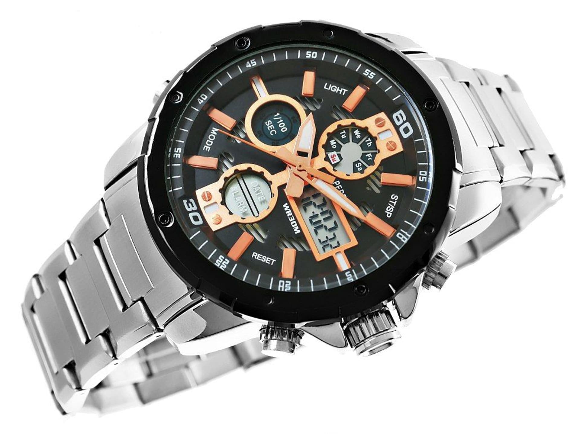 

Zegarek Męski Perfect A8026B-1 Dual Time Iluminacja i Fluorescencja