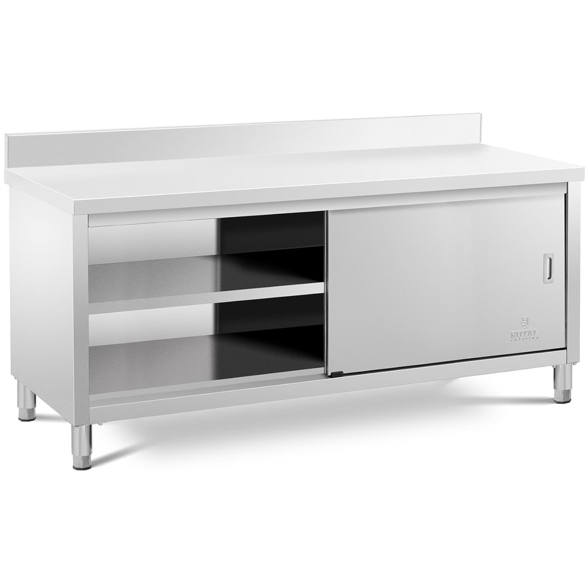 

Szafka stojąca nierdzewna z rantem przyścienna drzwiczki suwane 200x60cm