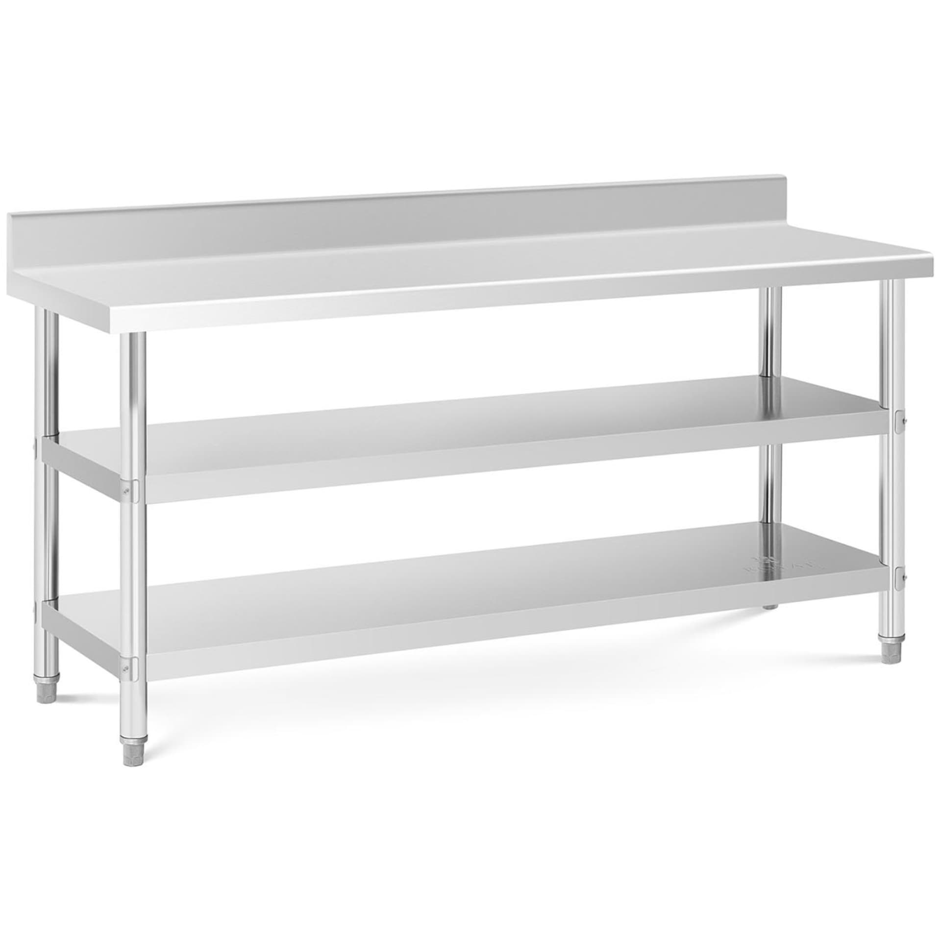 

Stół blat roboczy stalowy nierdzewny przyścienny z rantem 2 półki 180x60cm