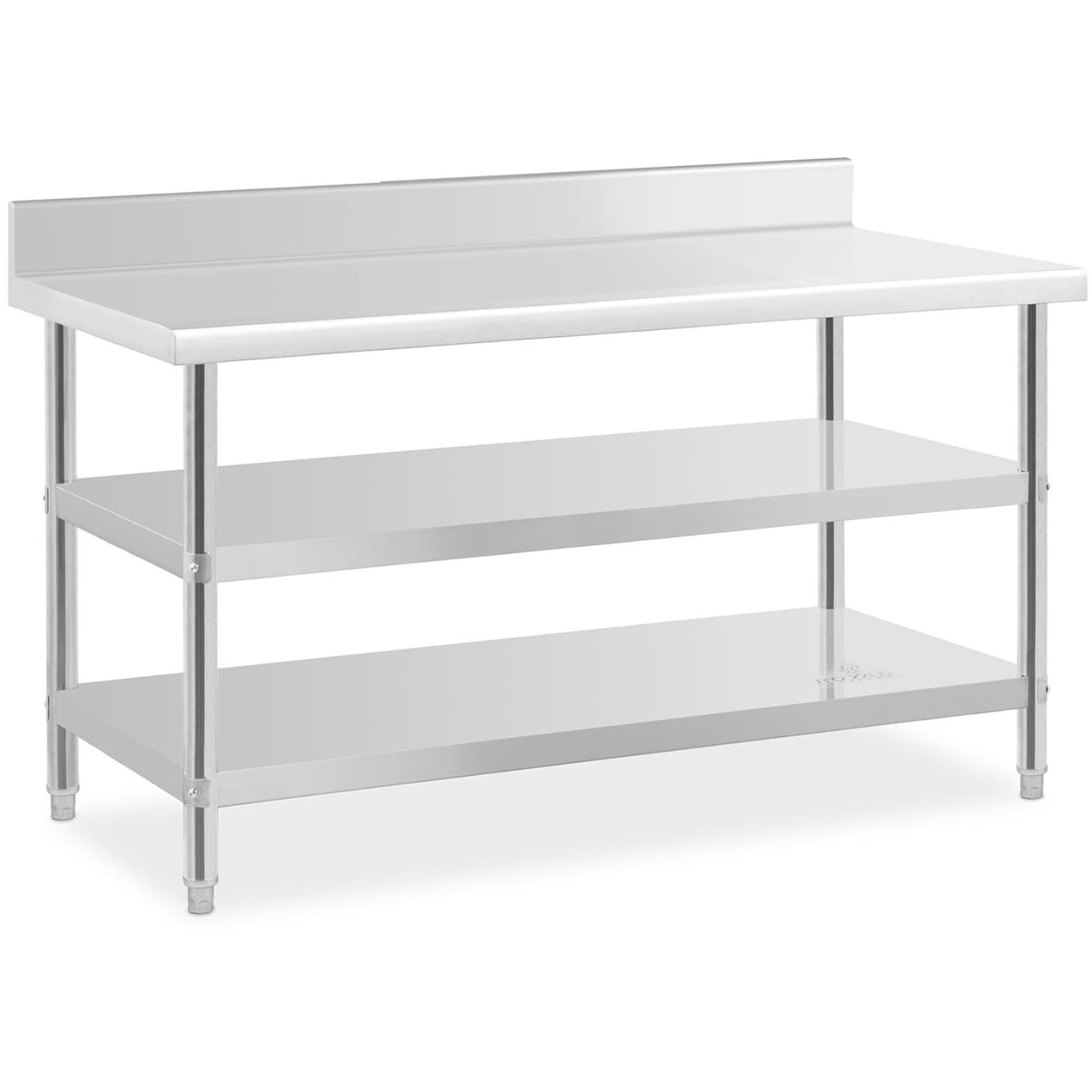 

Stół blat roboczy stalowy nierdzewny przyścienny z rantem 2 półki 150x70cm