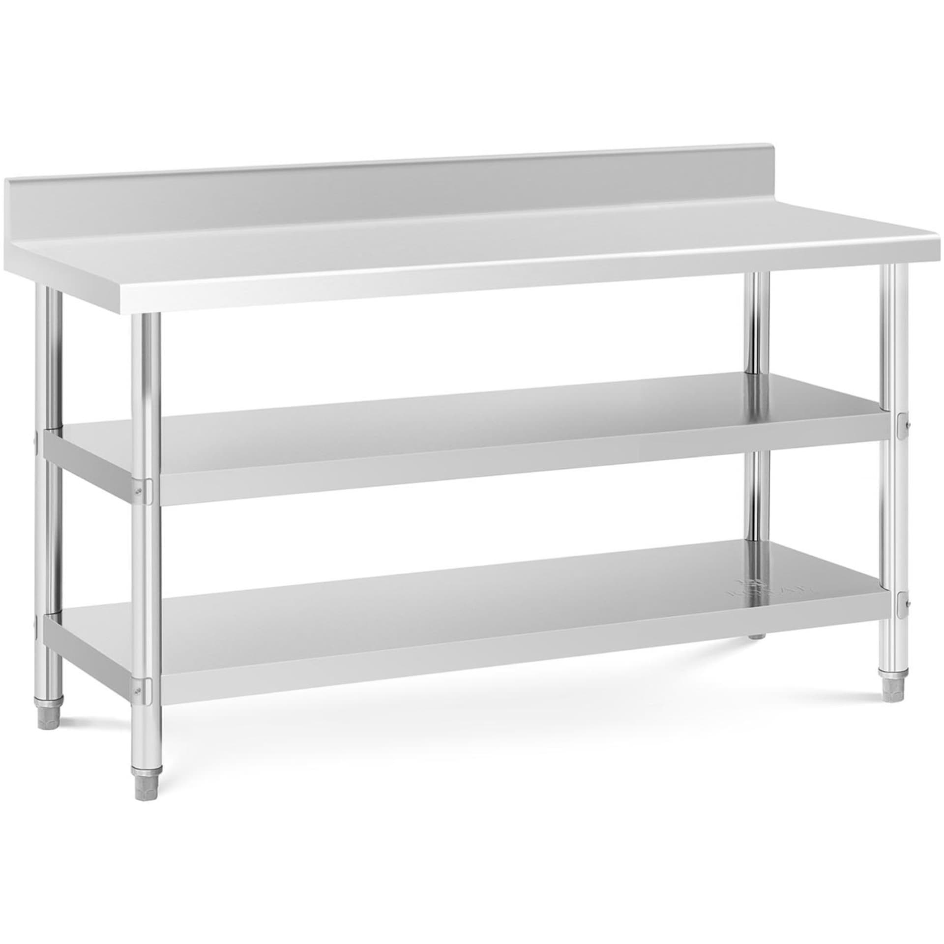 

Stół blat roboczy stalowy nierdzewny przyścienny z rantem 2 półki 150x60cm