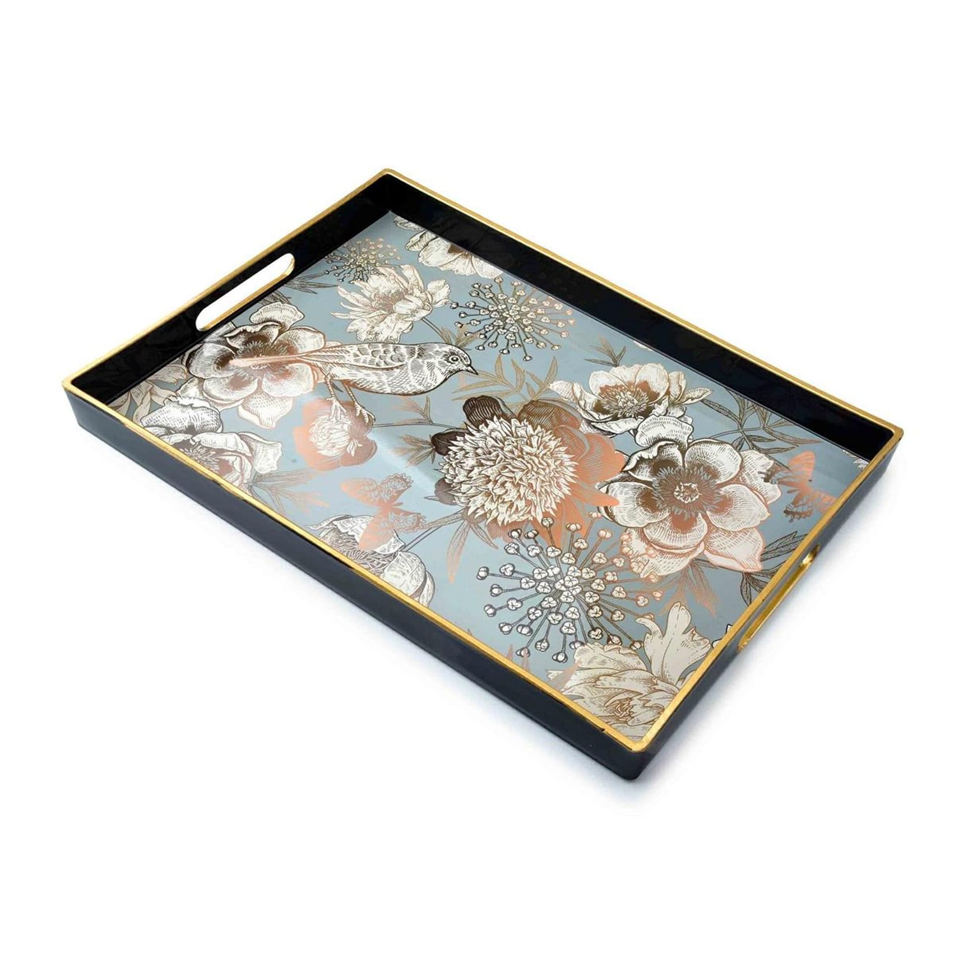 

BLANCHE FLOWERS Taca dekoracyjna 40x26xh3,5cm turkusowy ptak