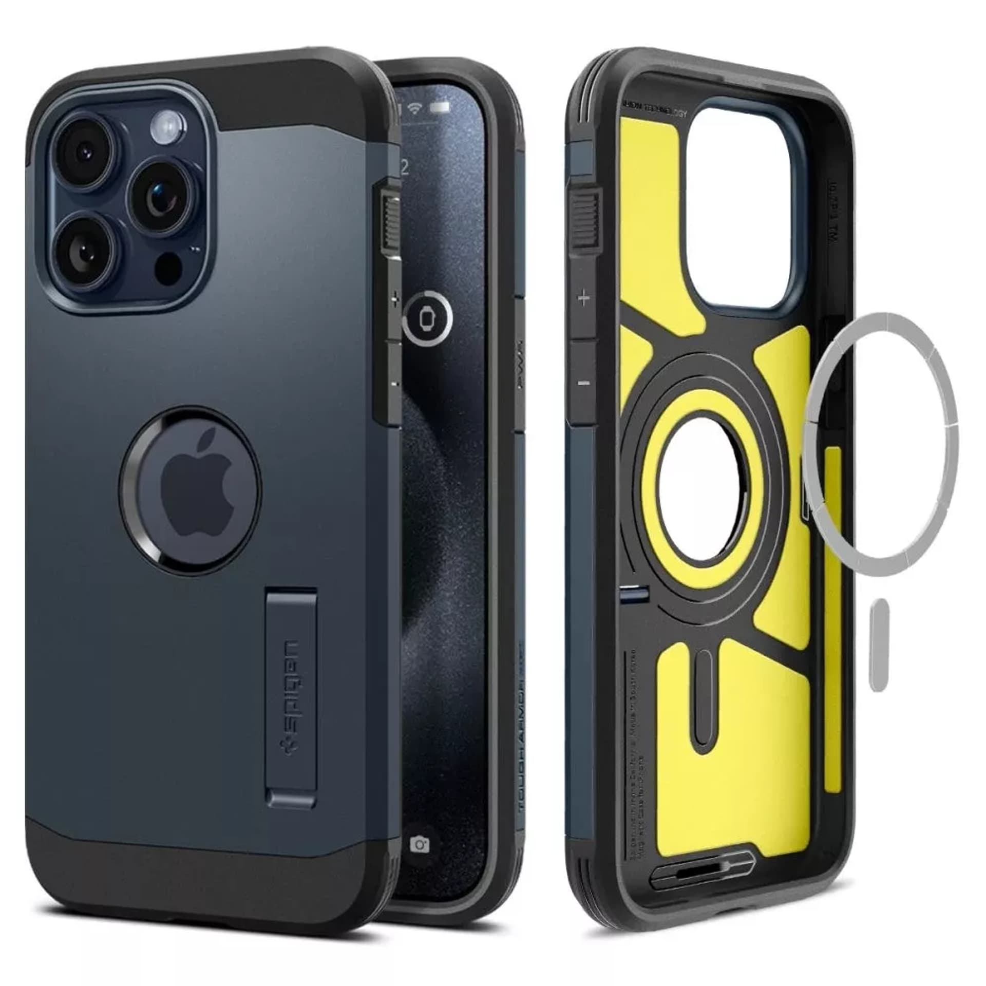 

Etui Spigen Tough Armor Mag do MagSafe do iPhone 15 Pro metal slate