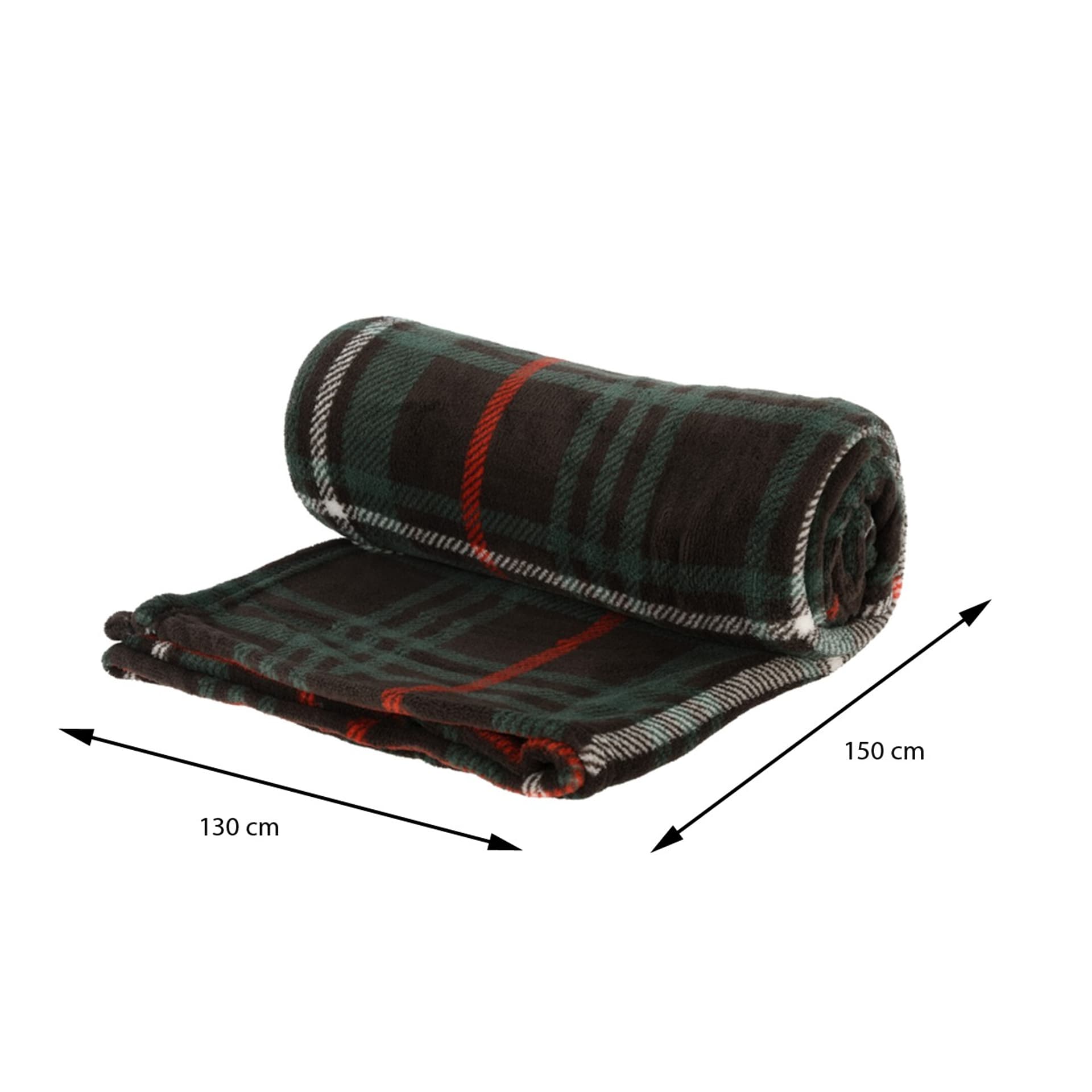 

Koc z polaru w kratę zielony 150cm