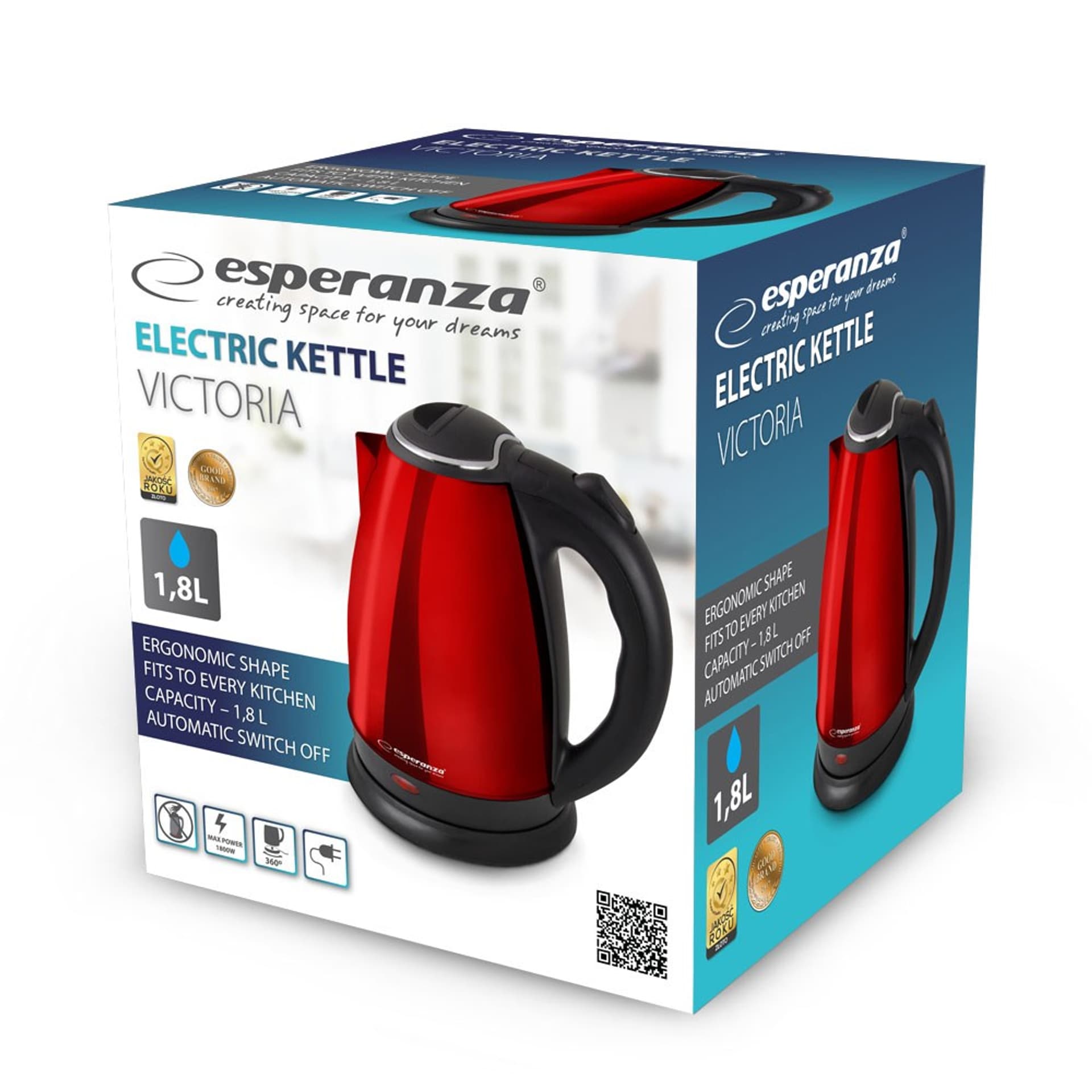 

ESPERANZA CZAJNIK ELEKTRYCZNY VICTORIA 1.8 L CZERWONY EKK113R