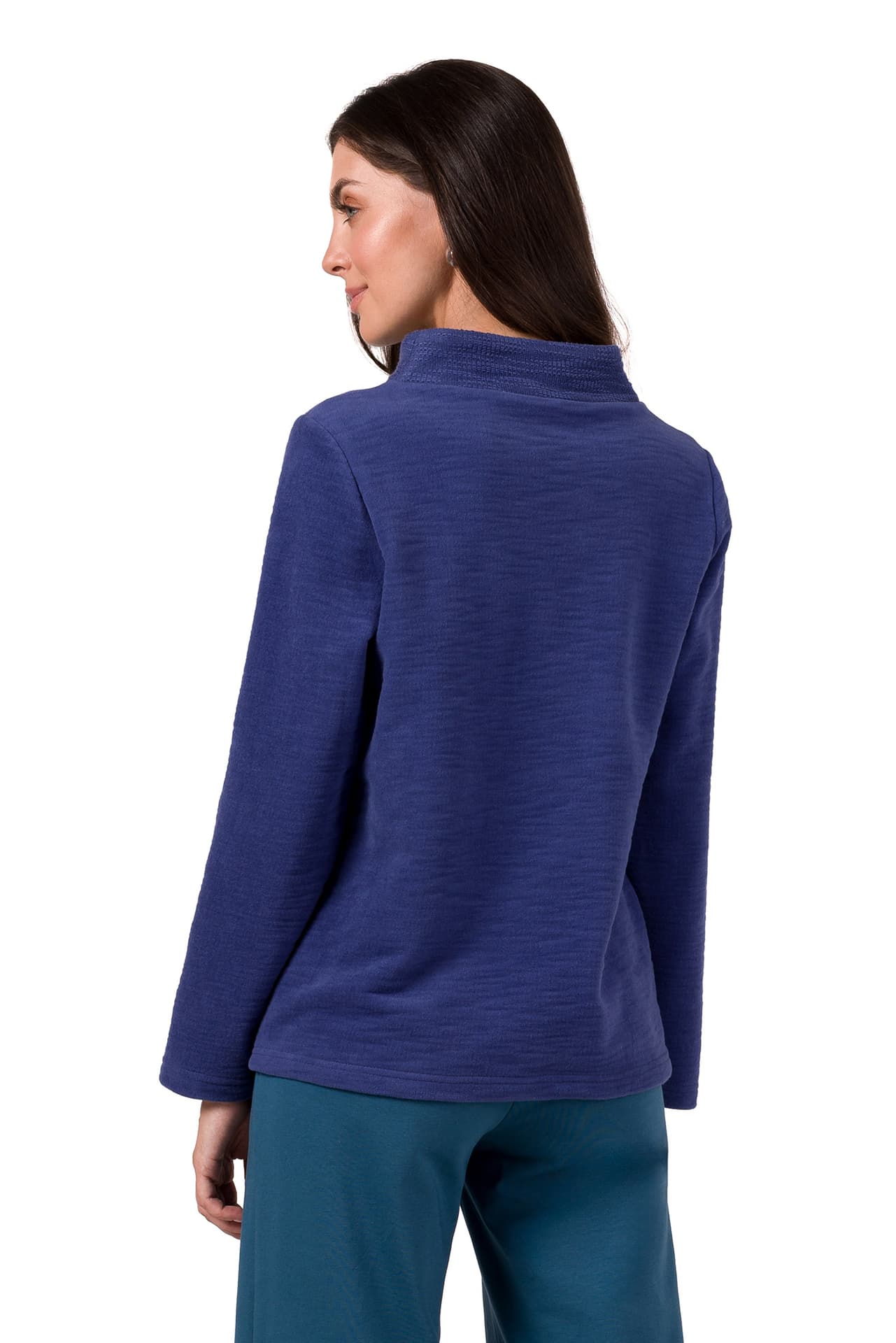 

B268 Bluza z wysokim kołnierzem - indygo (kolor indygo, rozmiar XL)