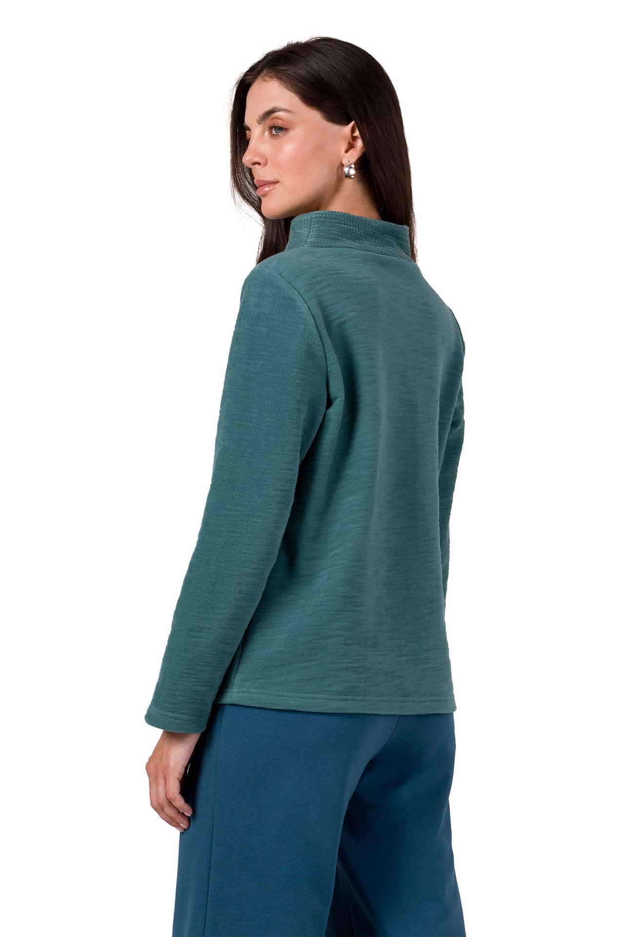 

B268 Bluza z wysokim kołnierzem - turkusowa (kolor turkus, rozmiar L)