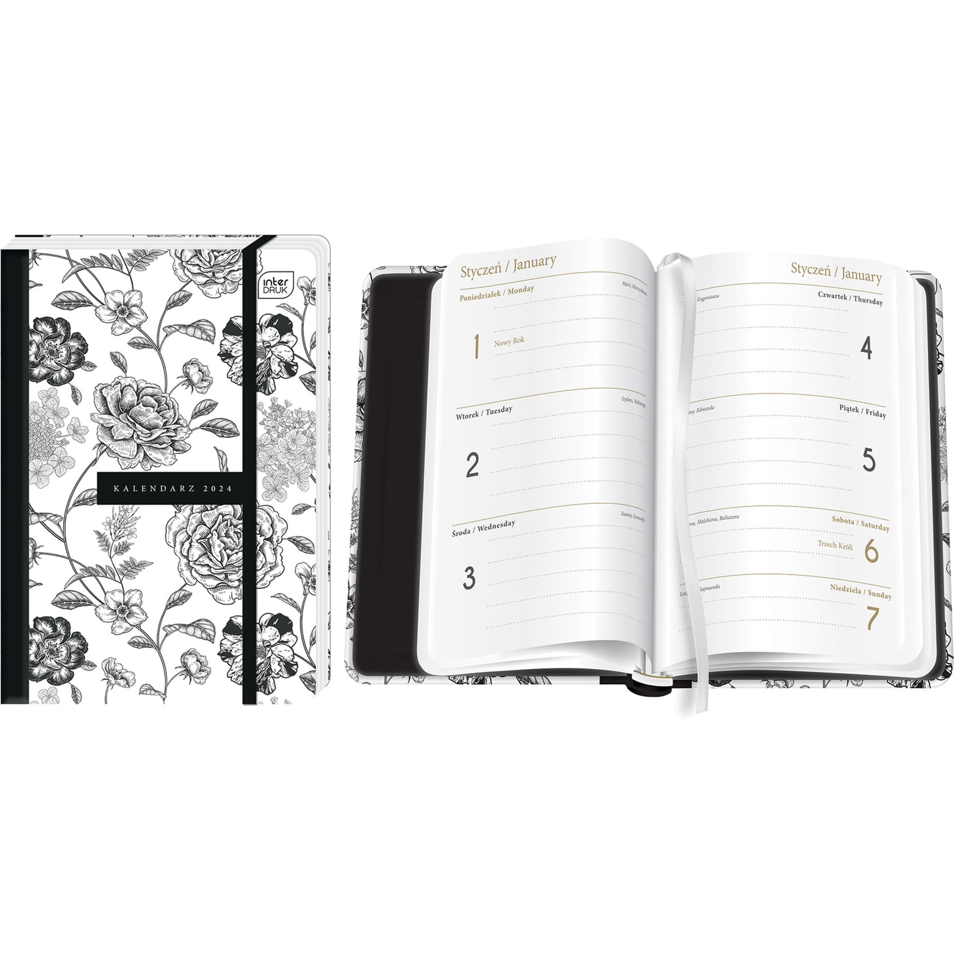 

Kalendarz książkowy B6 192 Mat+UV Black&White INTERDRUK