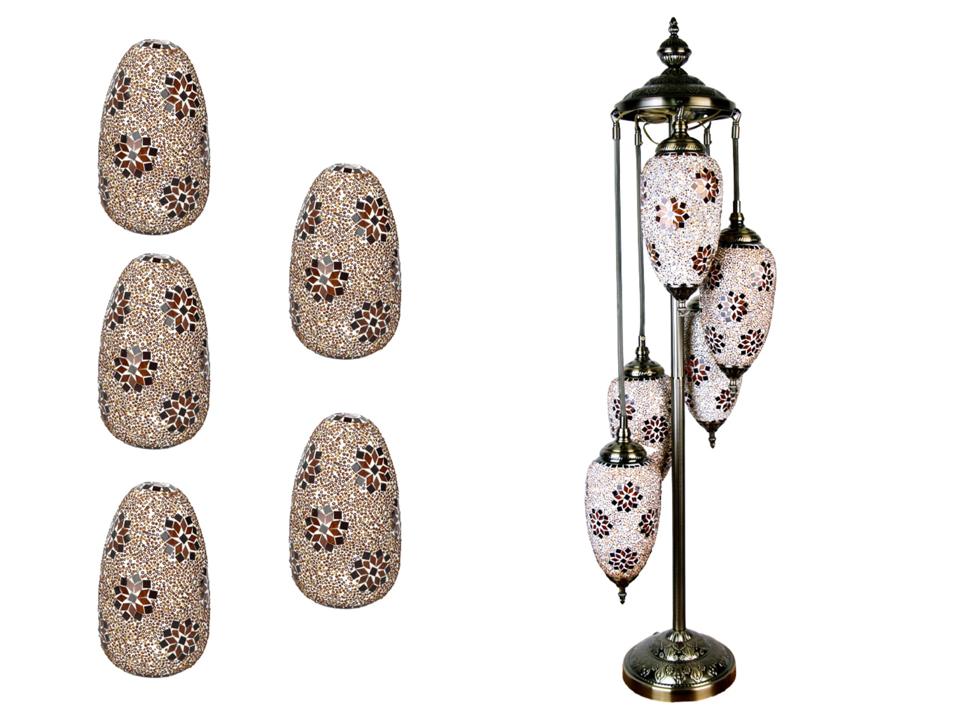 

Lampa podłogowa - pięć kloszy, wielokolorowych