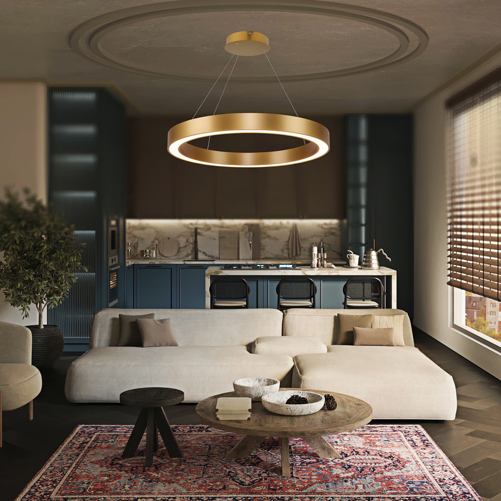 

Ledowa lampa wisząca Billions No.4 Φ80 cm - 4k złota Altavola Design (Barwa światła barwa dzienna, Kierunek padania światła na dół, Kolor satynowe złoto, Możliwość ściemniania nie)