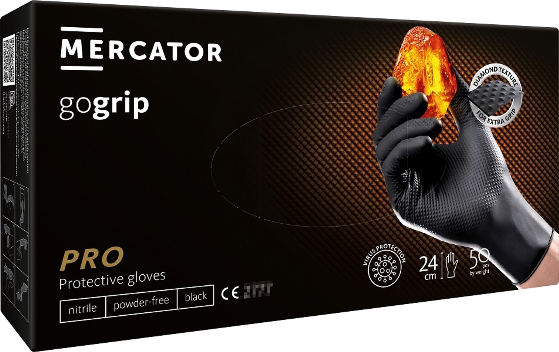 

Rękawice nitrylowe mercator gogrip black 50 sztuk rozmiar xxl