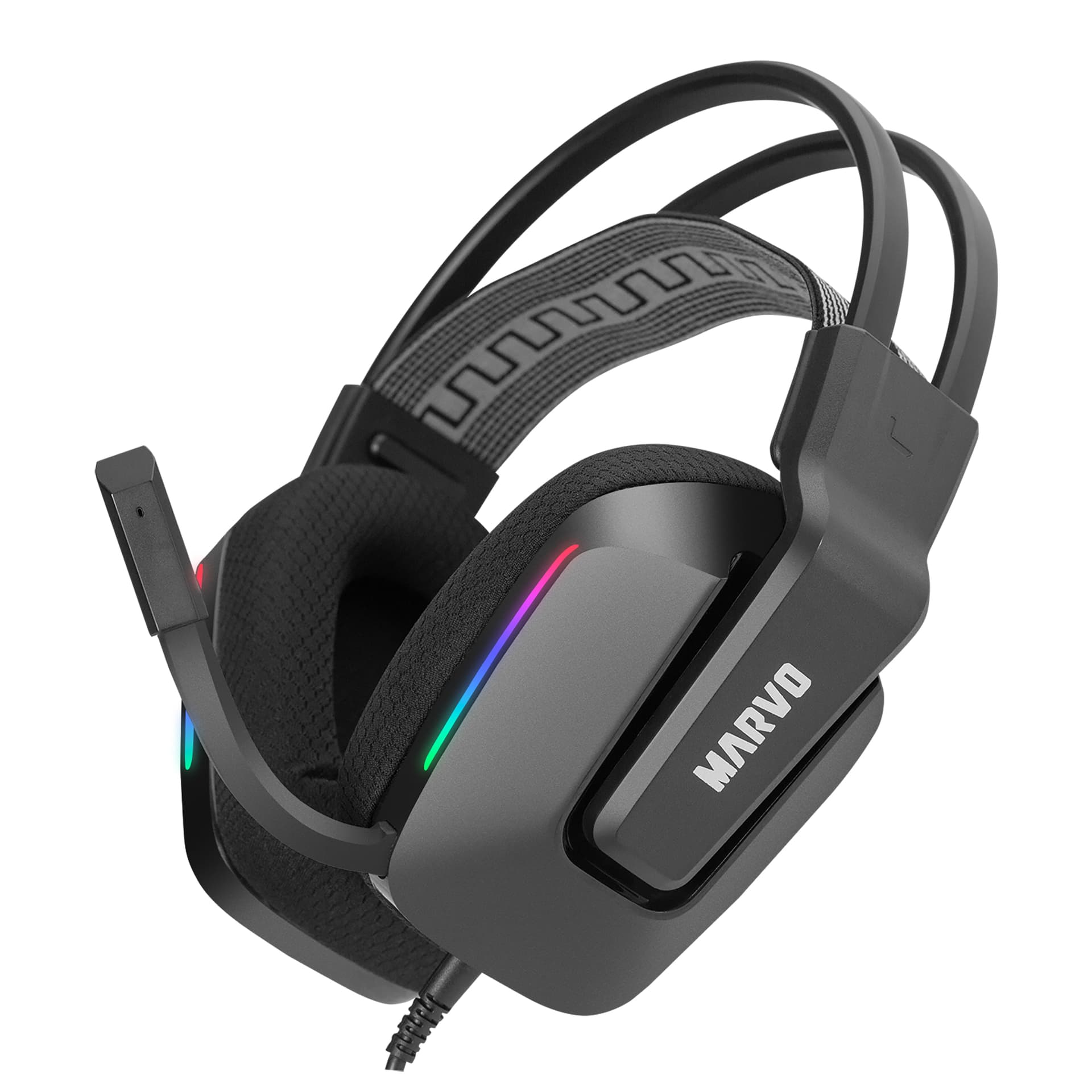 

Marvo H8619, słuchawki z mikrofonem, regulacja głośności, czarna, podświetlona, 3.5 mm jack + rozdvojka