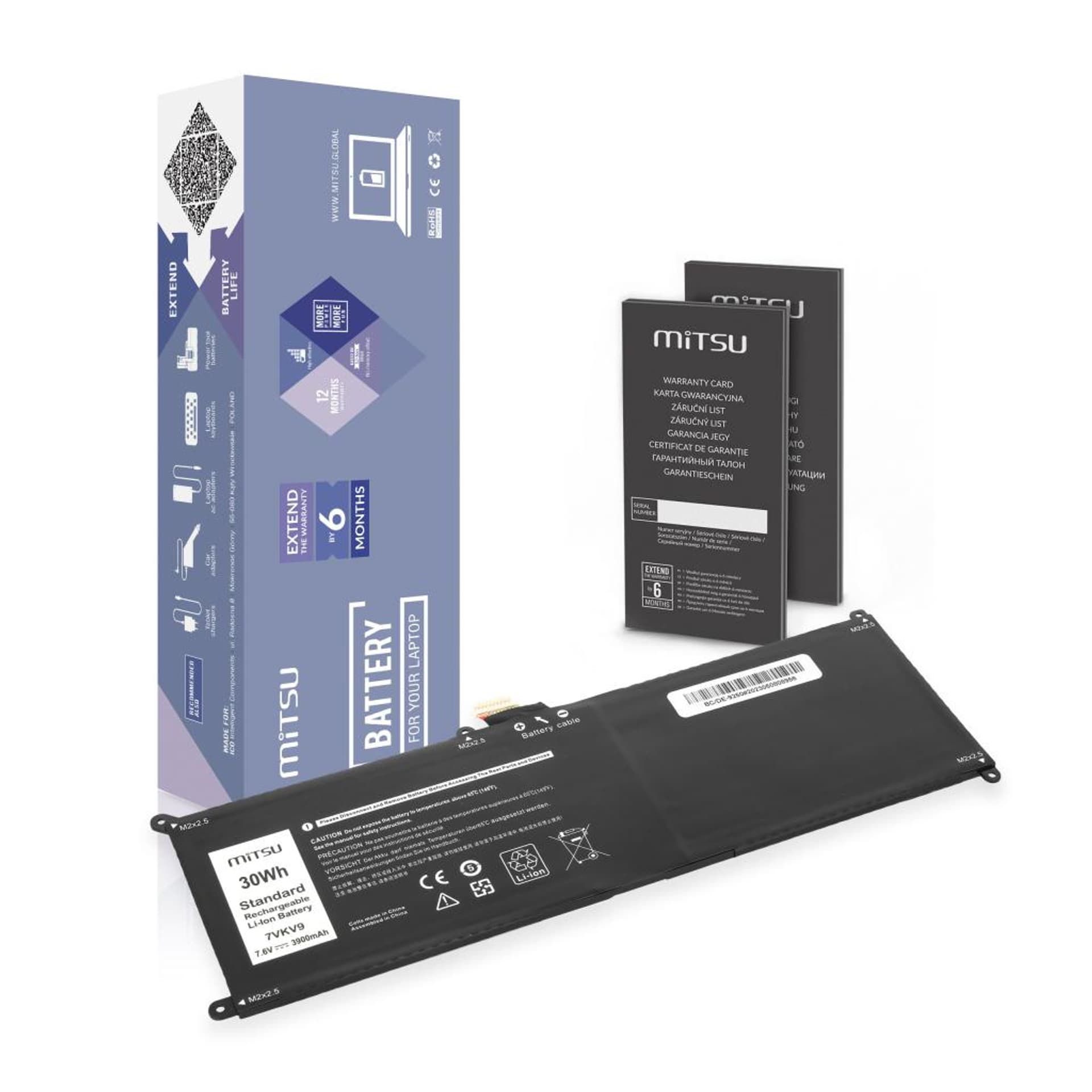 

Bateria Mitsu do Dell Latitude 12 (7275), XPS 12 (9250)