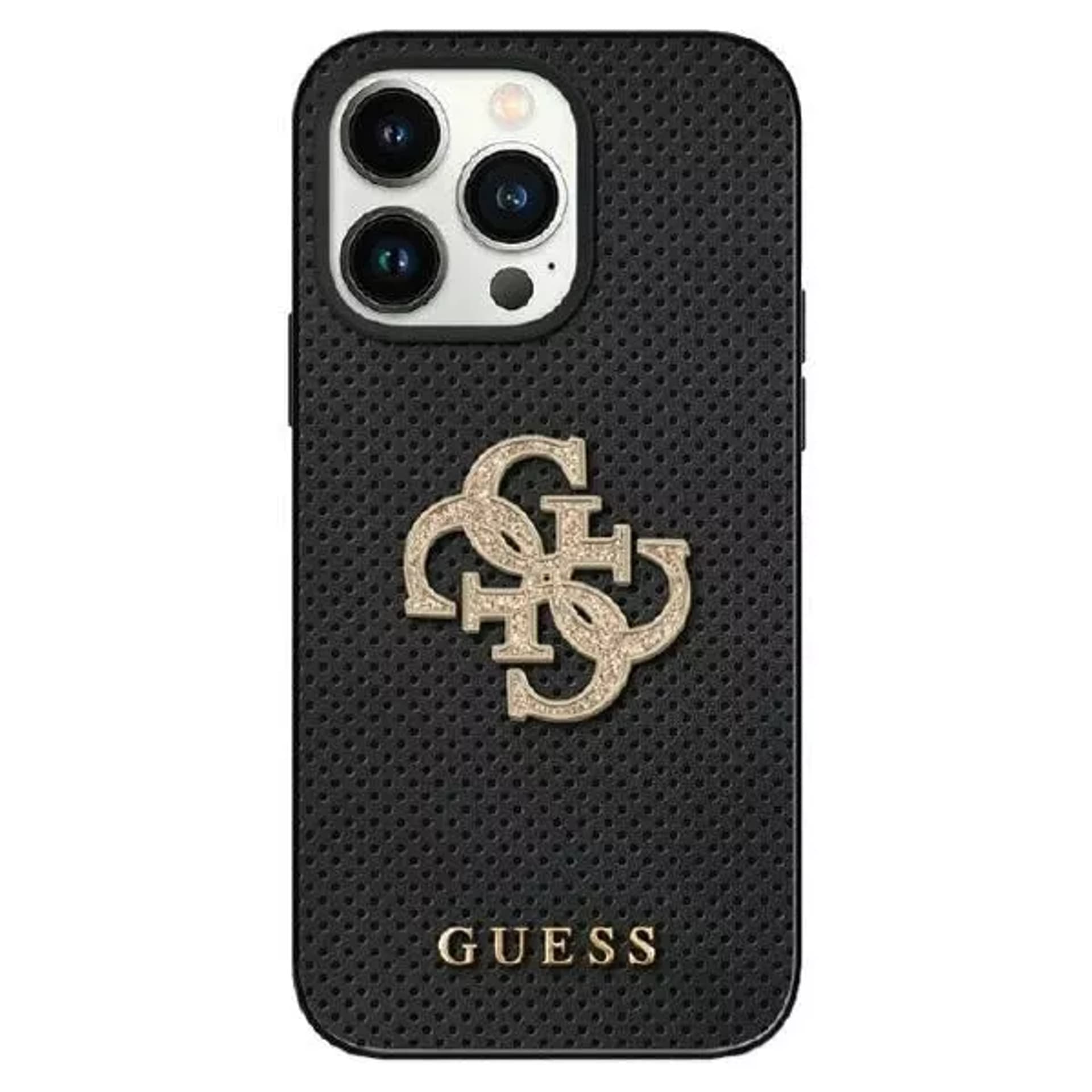 

Guess GUHCP15SPSP4LGK iPhone 15 6.1" czarny/black hardcase Leather Perforated 4G Glitter Logo