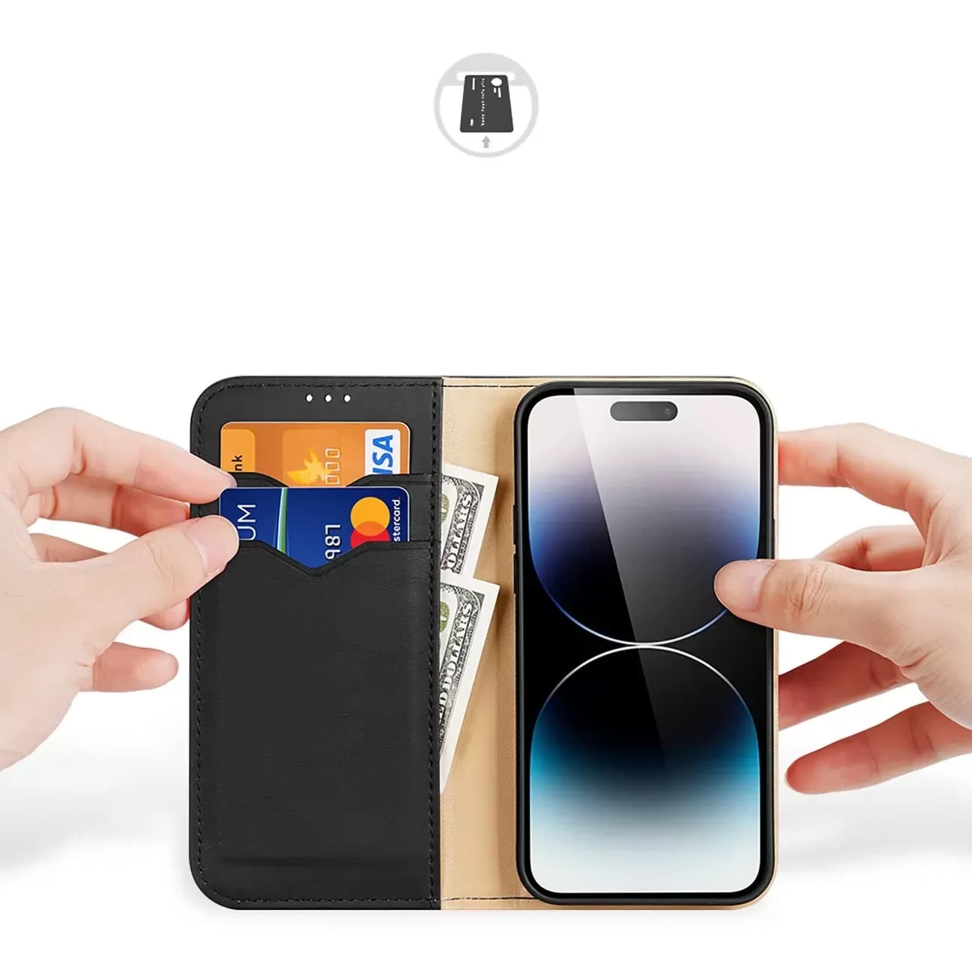 

Etui portfel z blokadą RFID do iPhone 15 Pro Dux Ducis Hivo - czarne