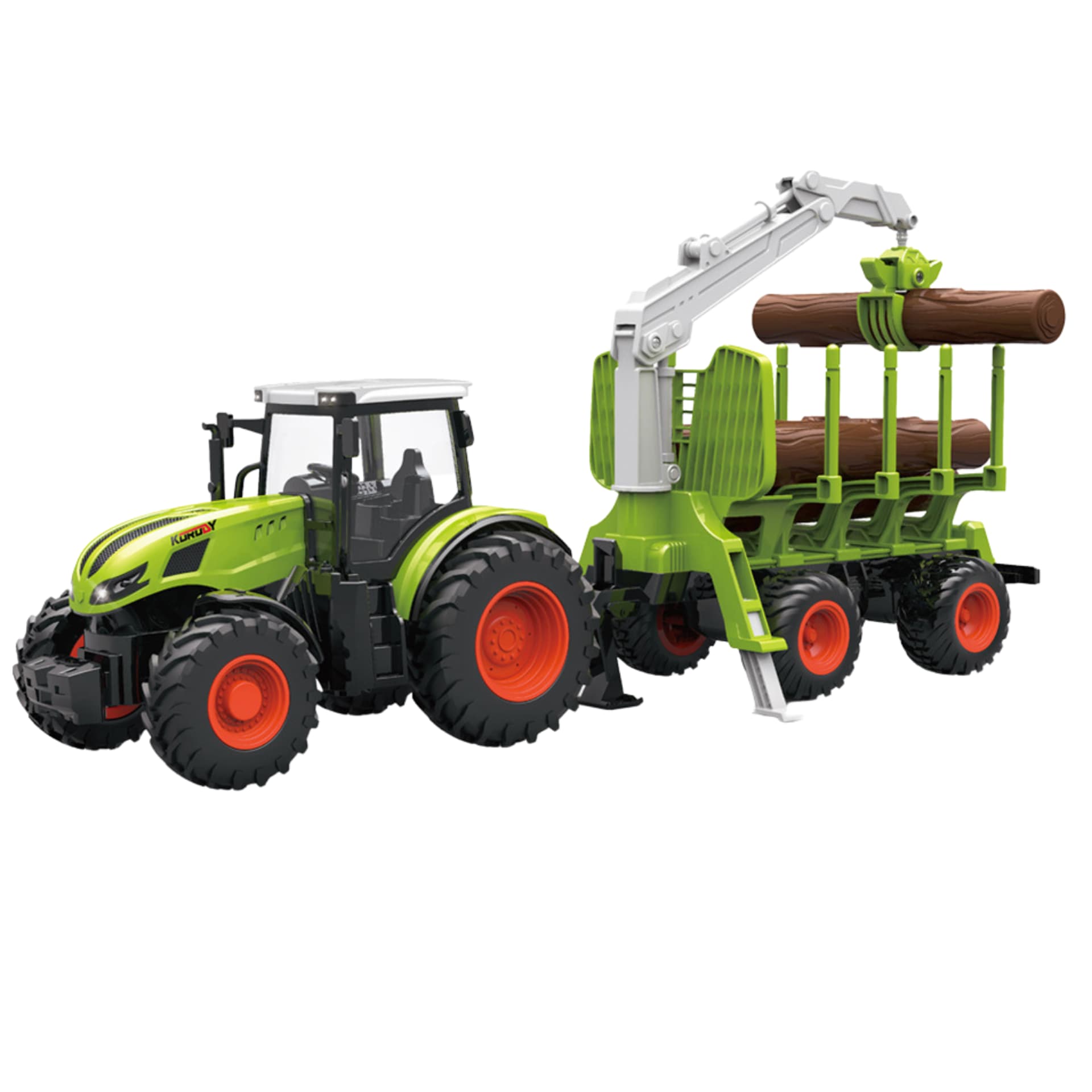 

TRAKTOR ZDALNIE STEROWANY Z PRZYCZEPĄ NA PILOT PODNOŚNIK ŚWIATŁO RC DRZEWO
