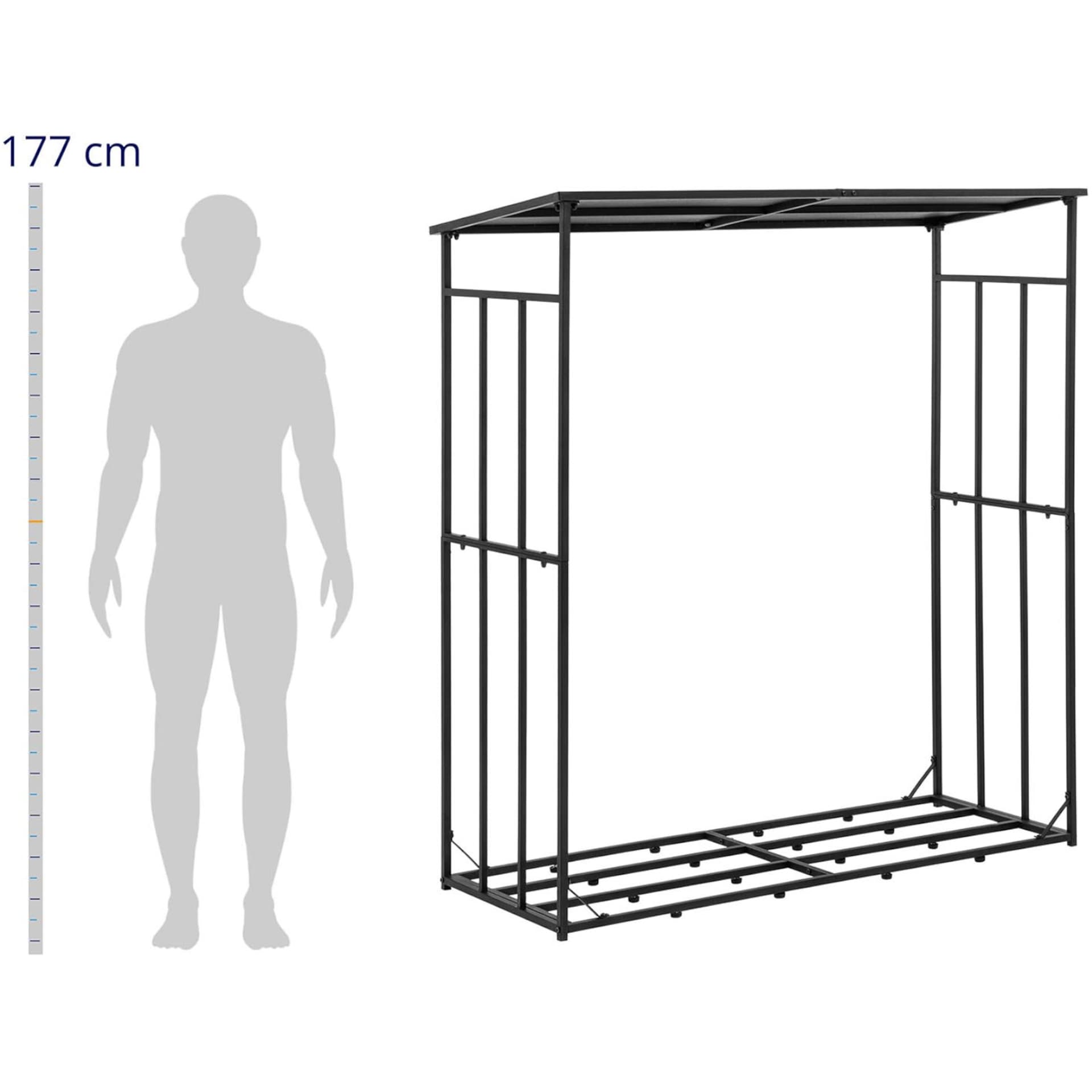 

Stojak na drewno opałowe metalowy zewnętrzny z dachem do 300 kg 161 x 65 x 177 cm