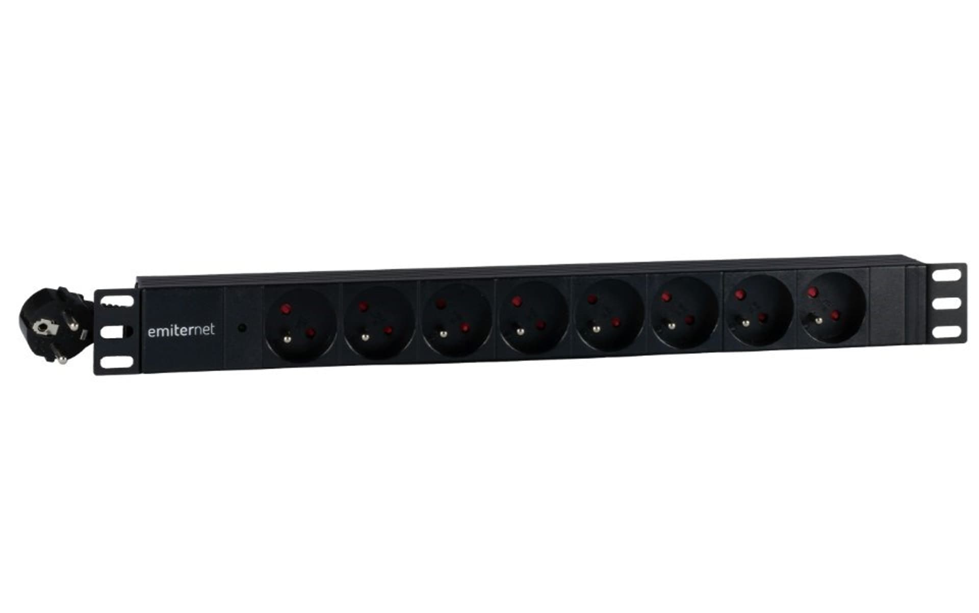 

EmiterNet Listwa zasilająca standard 19" 8 gn. z bolcem, wtyk uni-schuko, kabel 2m, LED