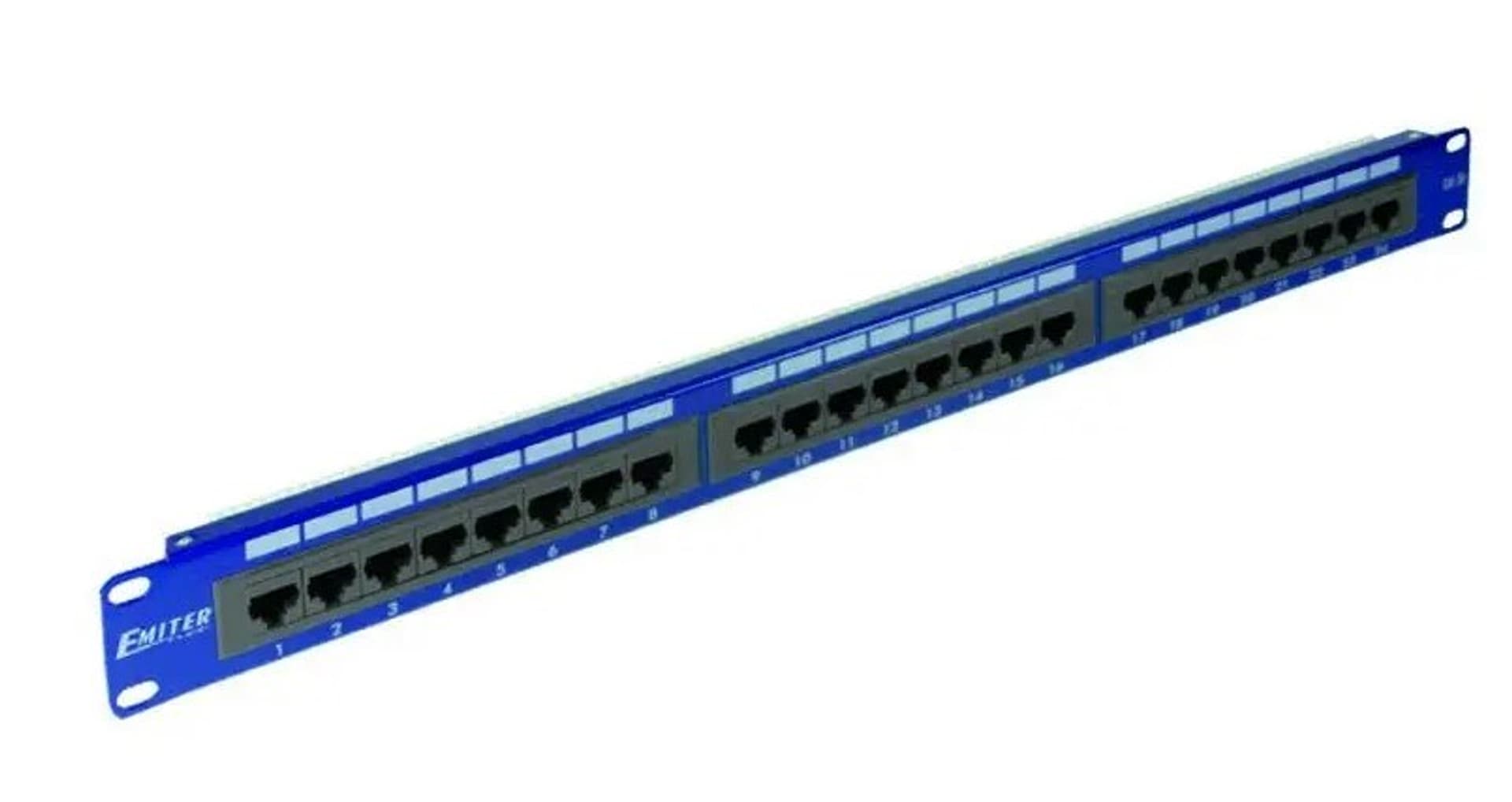 

EmiterNet Panel 19", 24xRJ45 UTP kat.5e (1U) niebieski, 1u) niebiesk