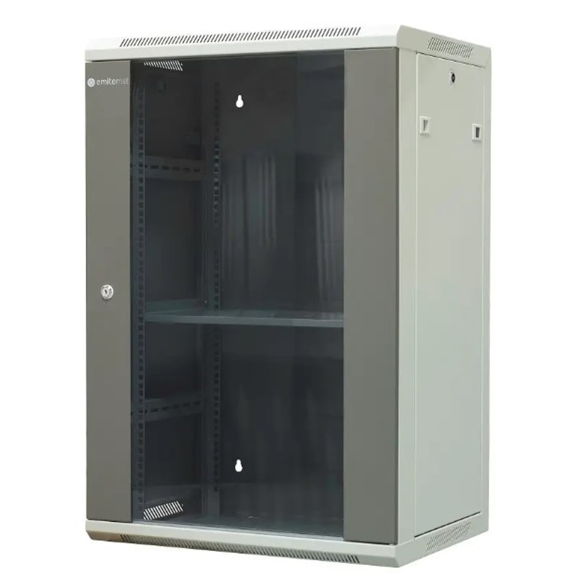 

EmiterNet Szafa wisząca niedzielona 19" 18U, drzwi blacha/ szkło, 600×450×910mm szer./gł./wys.