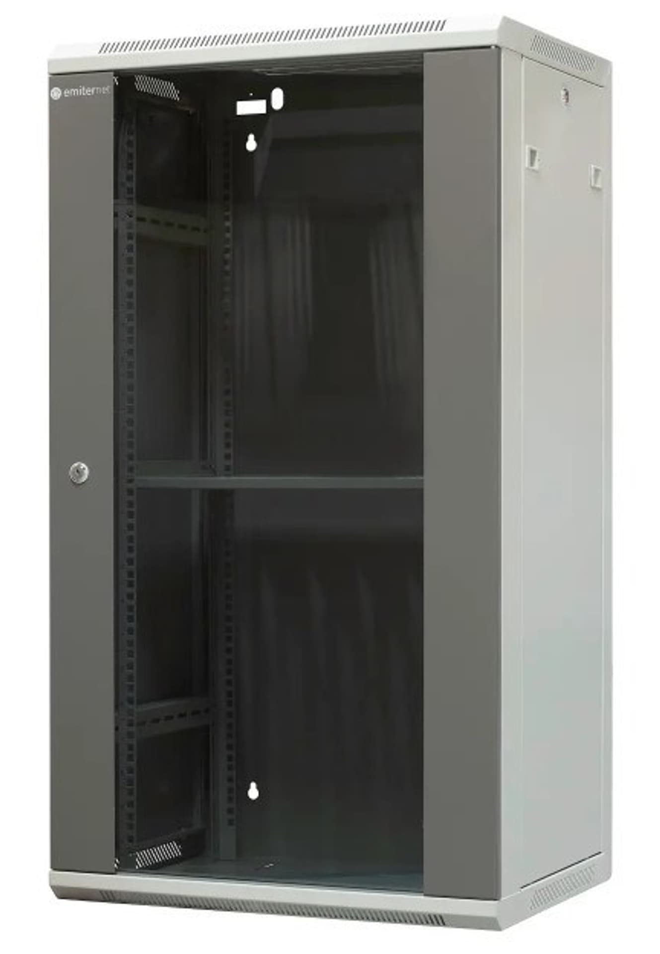 

EmiterNet Szafa wisząca niedzielona 19" 22U, drzwi blacha/ szkło, 600×450×1083mm szer./gł./wys.
