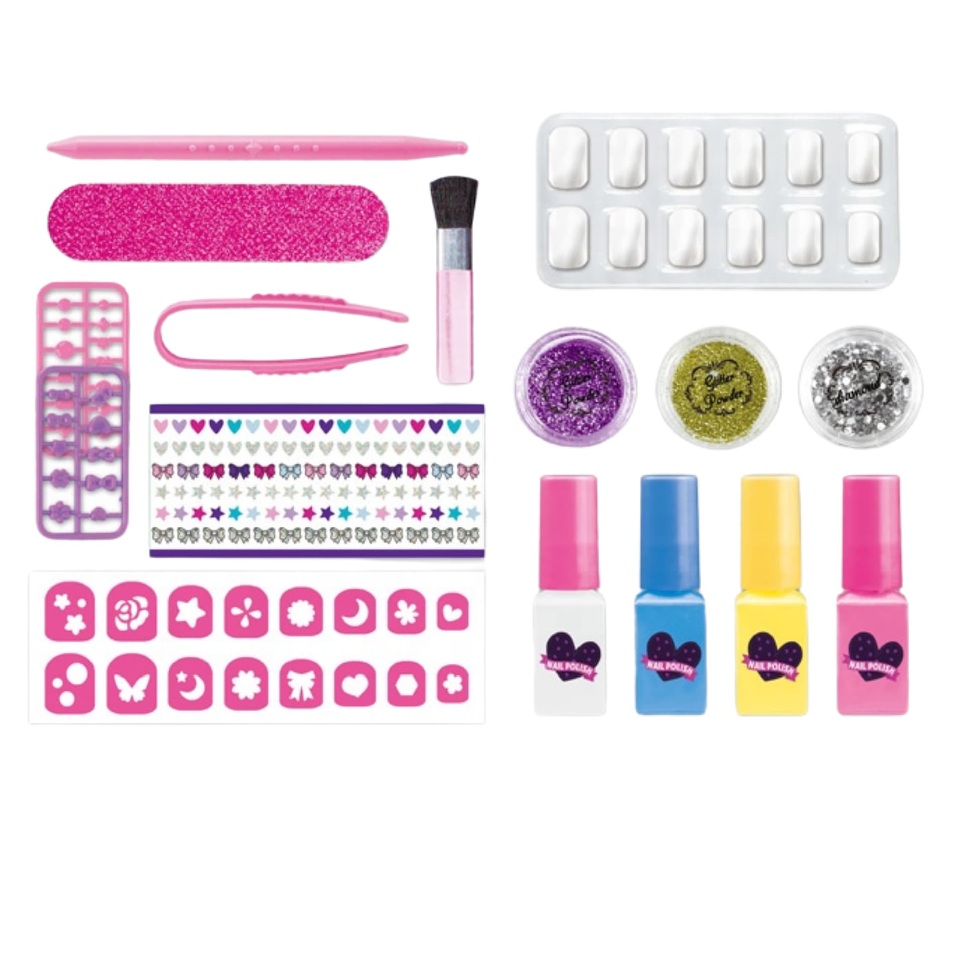 

DUŻY ZESTAW DO PAZNOKCI MANICURE PILNIK NAKLEJKI MAKEUP BROKAT SZABLONY