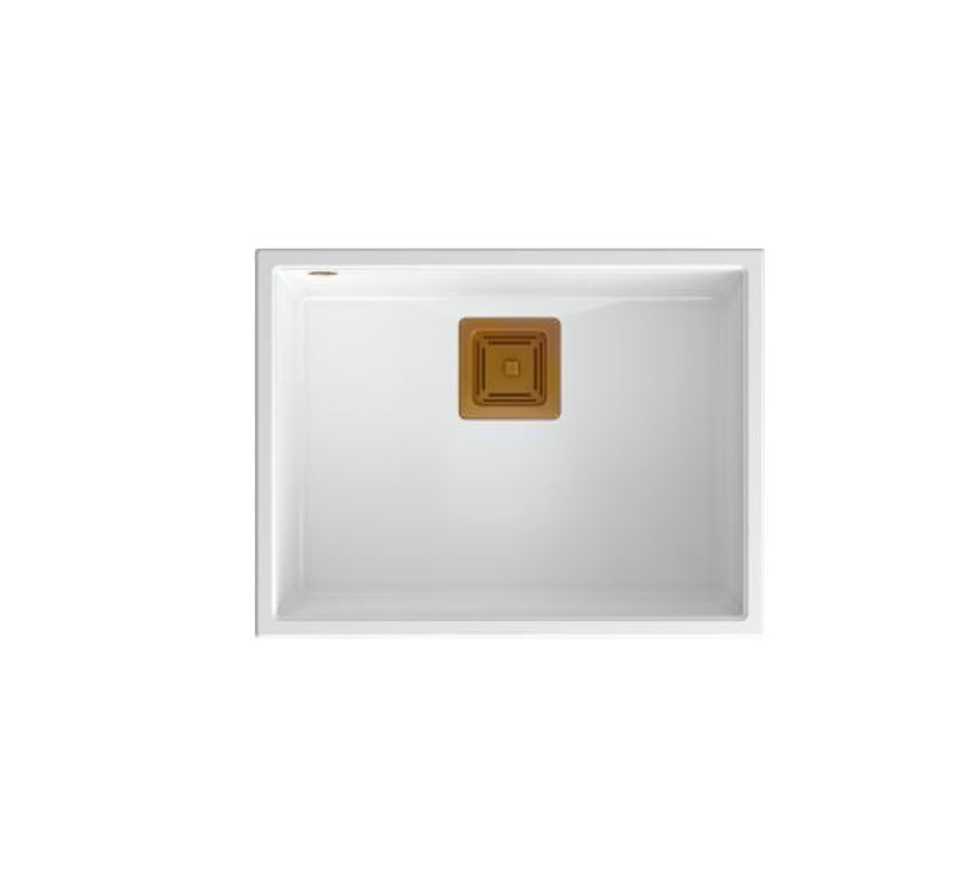 

Zlewozmywak granitowy QUADRON DAVID 50 biały podwieszany + syfon save space w kolorze PVD