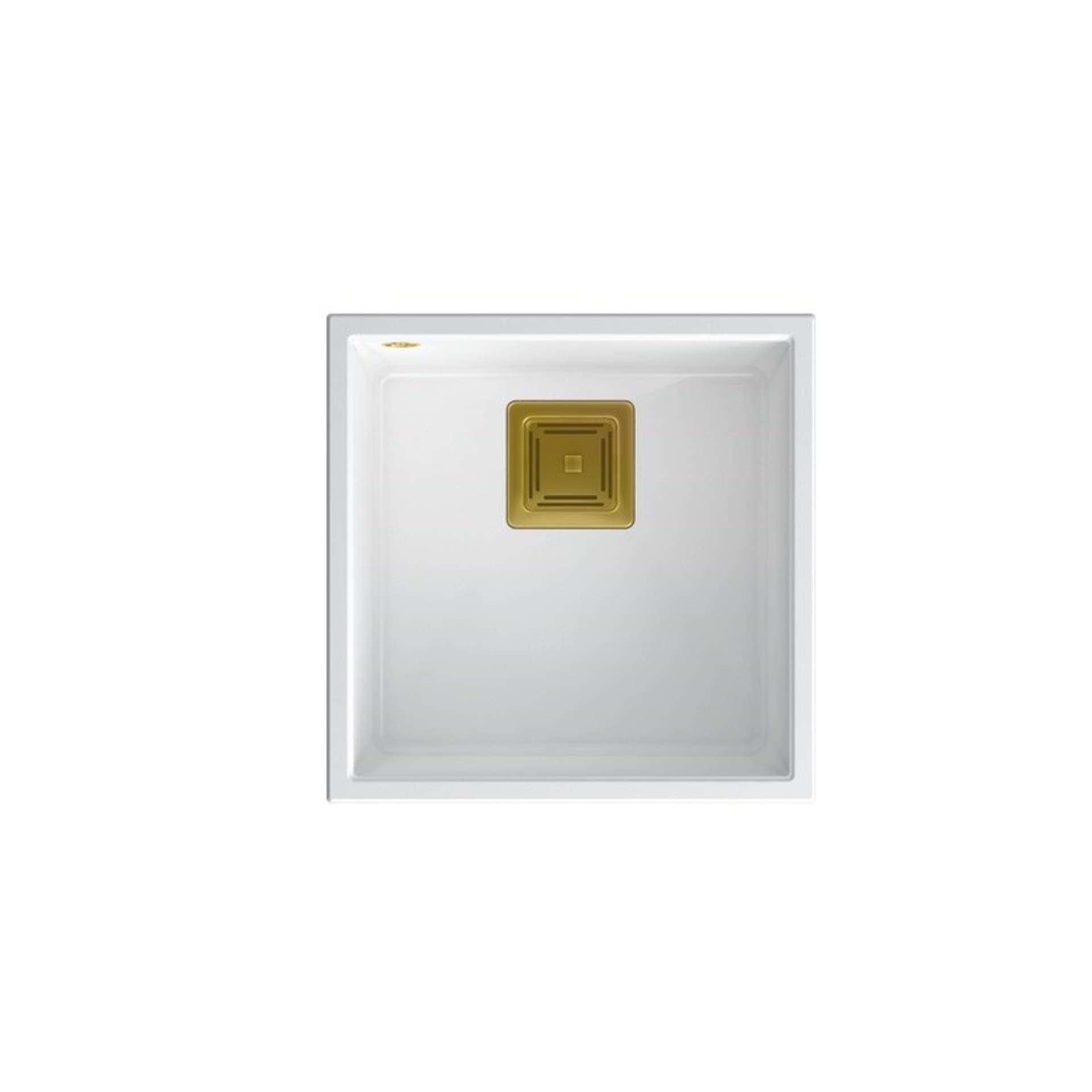 

Zlewozmywak granitowy QUADRON DAVID 40 biały podwieszany + syfon save space w kolorze PVD