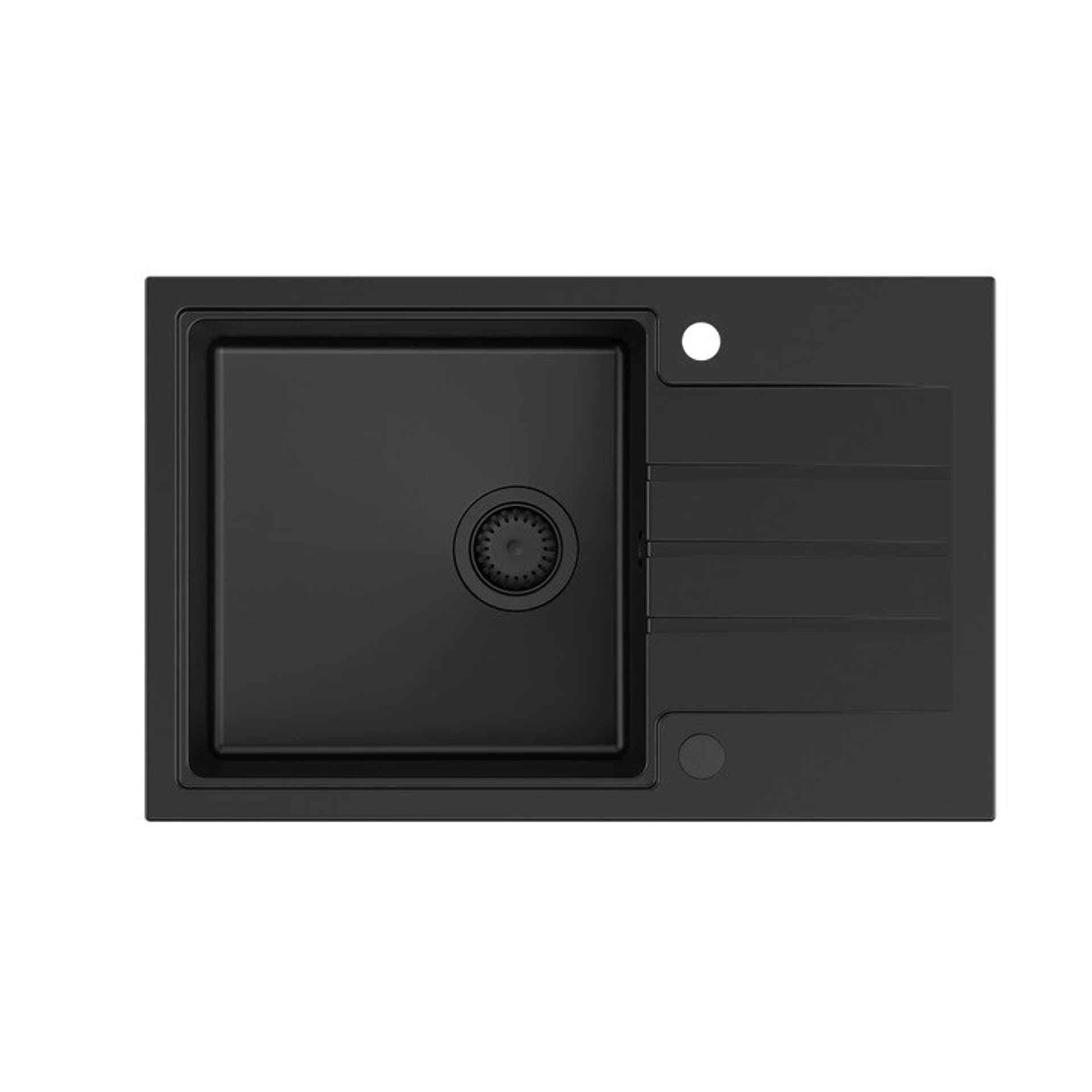 

Zlewozmywak granitowy QUADRON PETER 111 Steingran czarny z syfonem manualnym i zaślepką