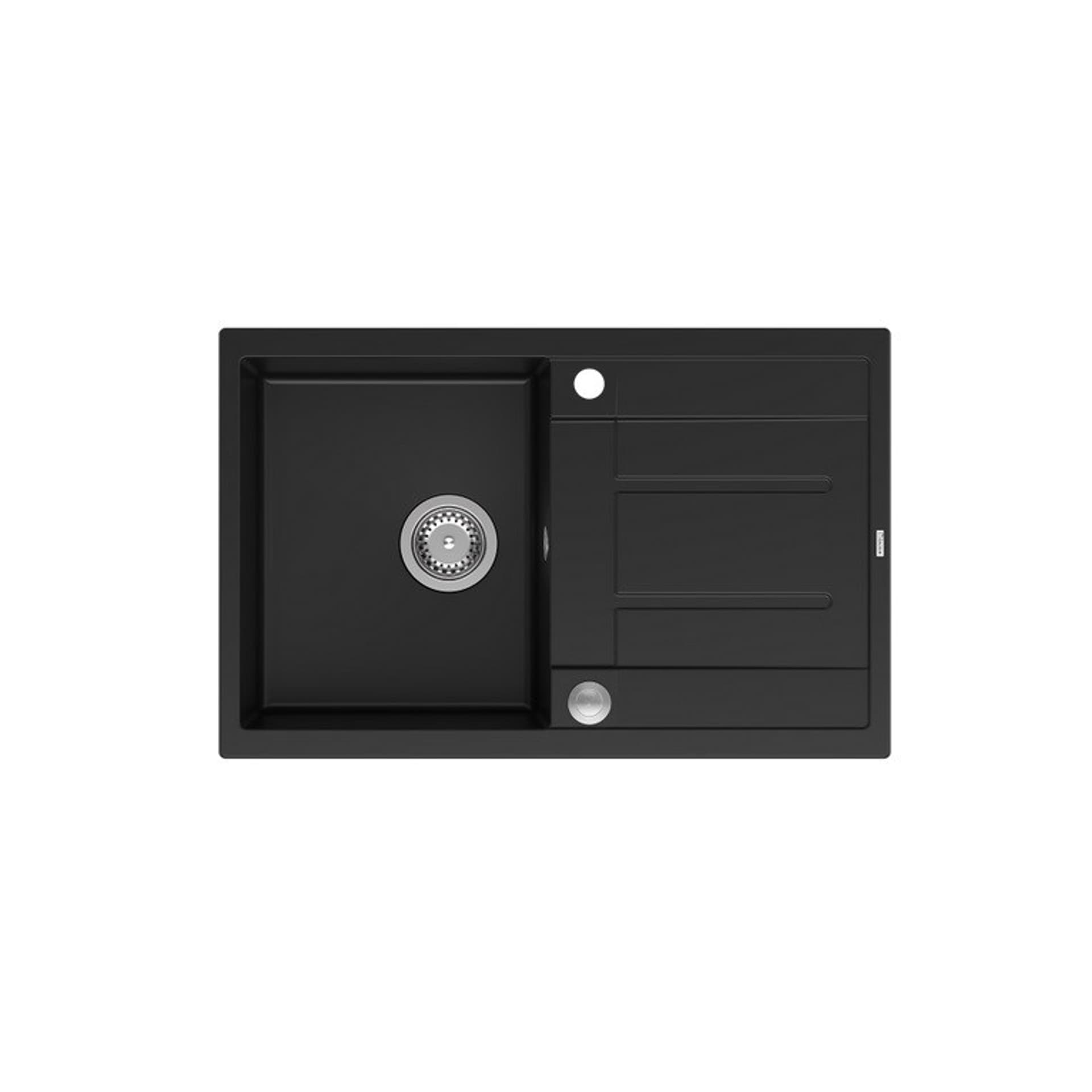 

Zlewozmywak granitowy QUADRON MORGAN 111 czarny wpuszczany + syfon Push-2-Open