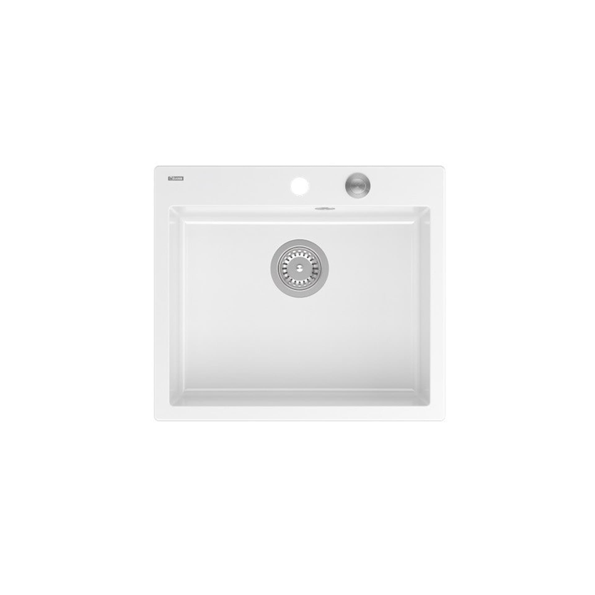 

Zlewozmywak granitowy QUADRON MORGAN 110 biały wpuszczany + syfon Push-2-Open
