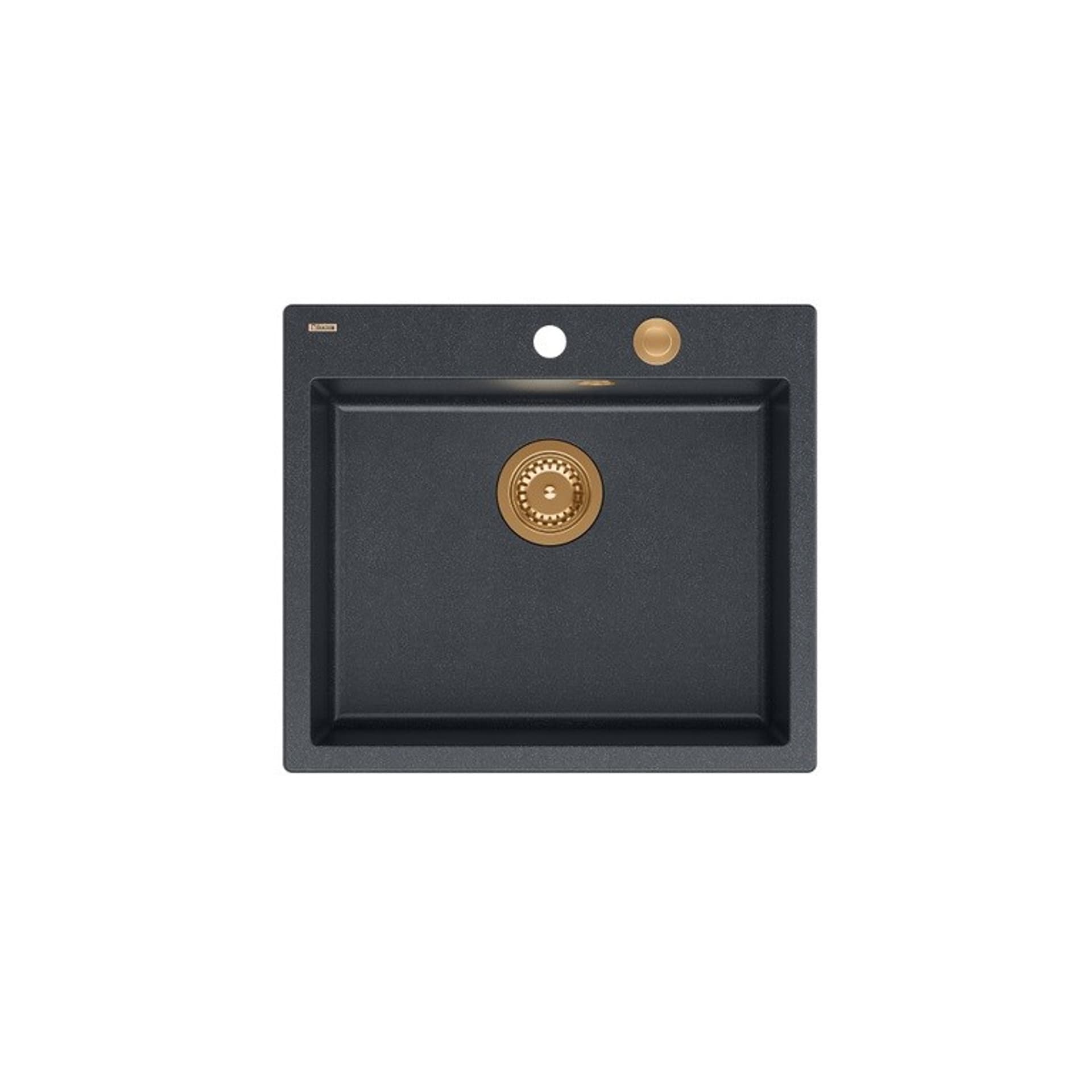 

Zlewozmywak granitowy QUADRON MORGAN 110 czarny wpuszczany + syfon Push-2-Open w kolorze PVD