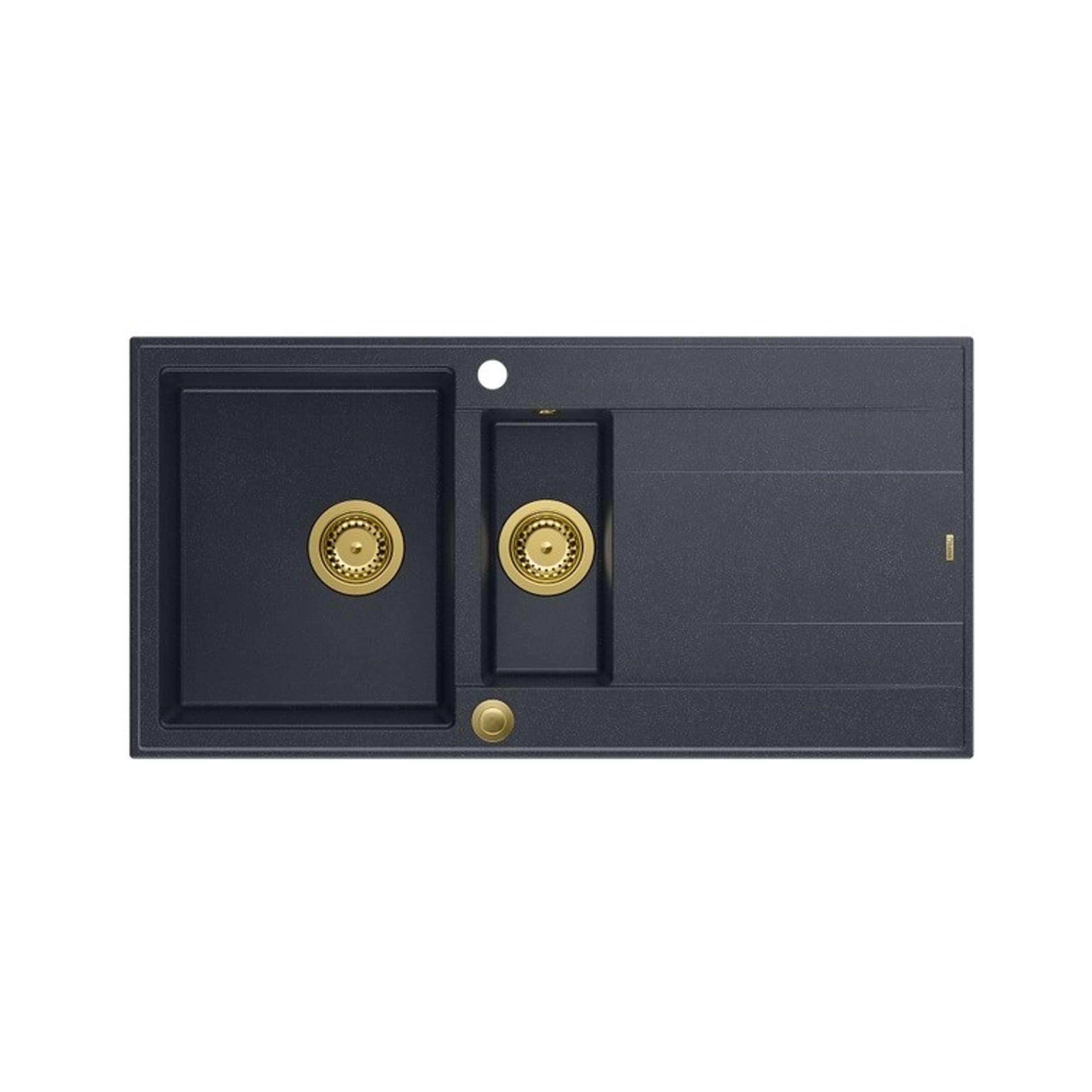 

Zlewozmywak granitowy QUADRON EVAN 156 czarny wpuszczany + syfon Push-2-Open w kolorze PVD