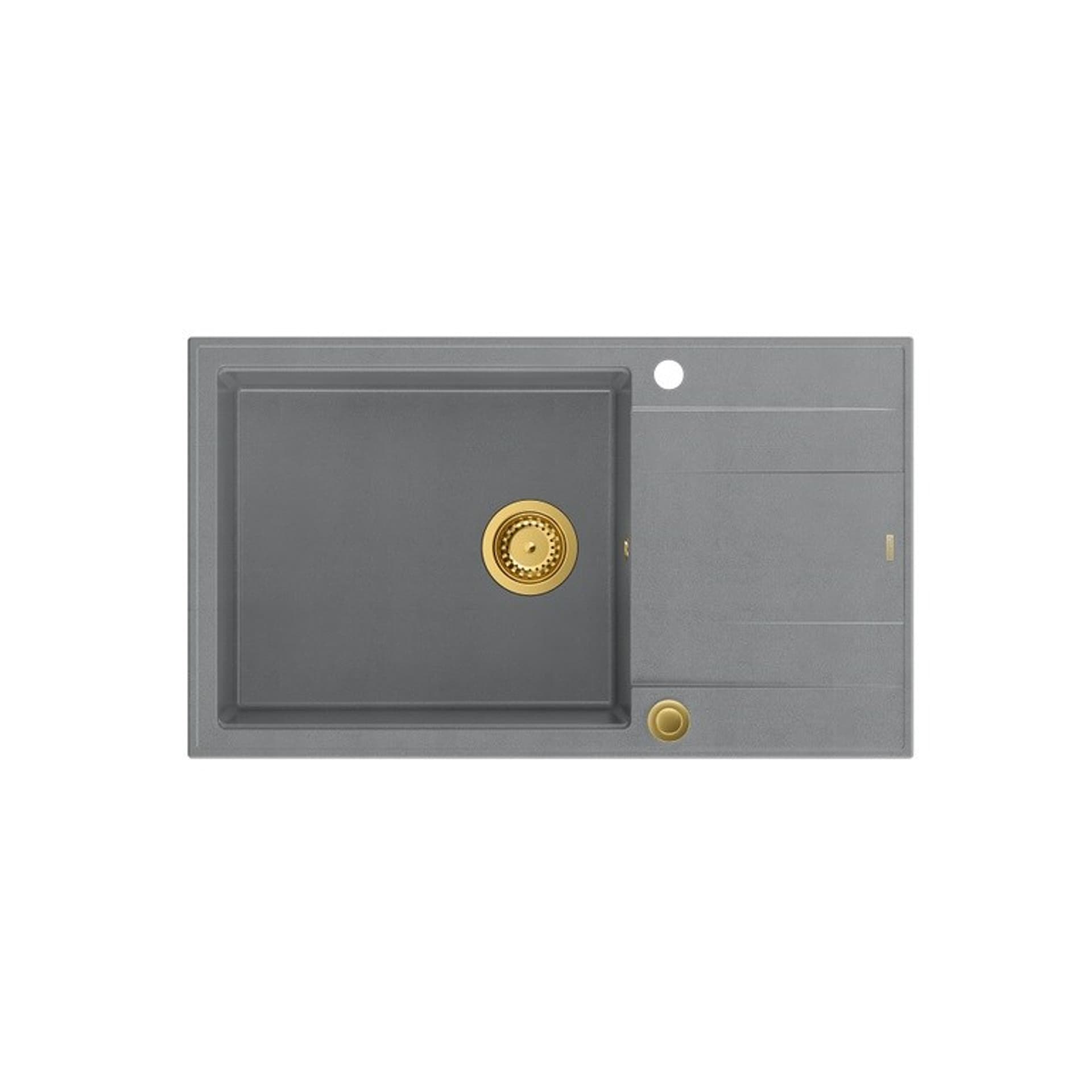 

Zlewozmywak granitowy QUADRON EVAN 136 XL szary wpuszczany + syfon Push-2-Open w kolorze PVD