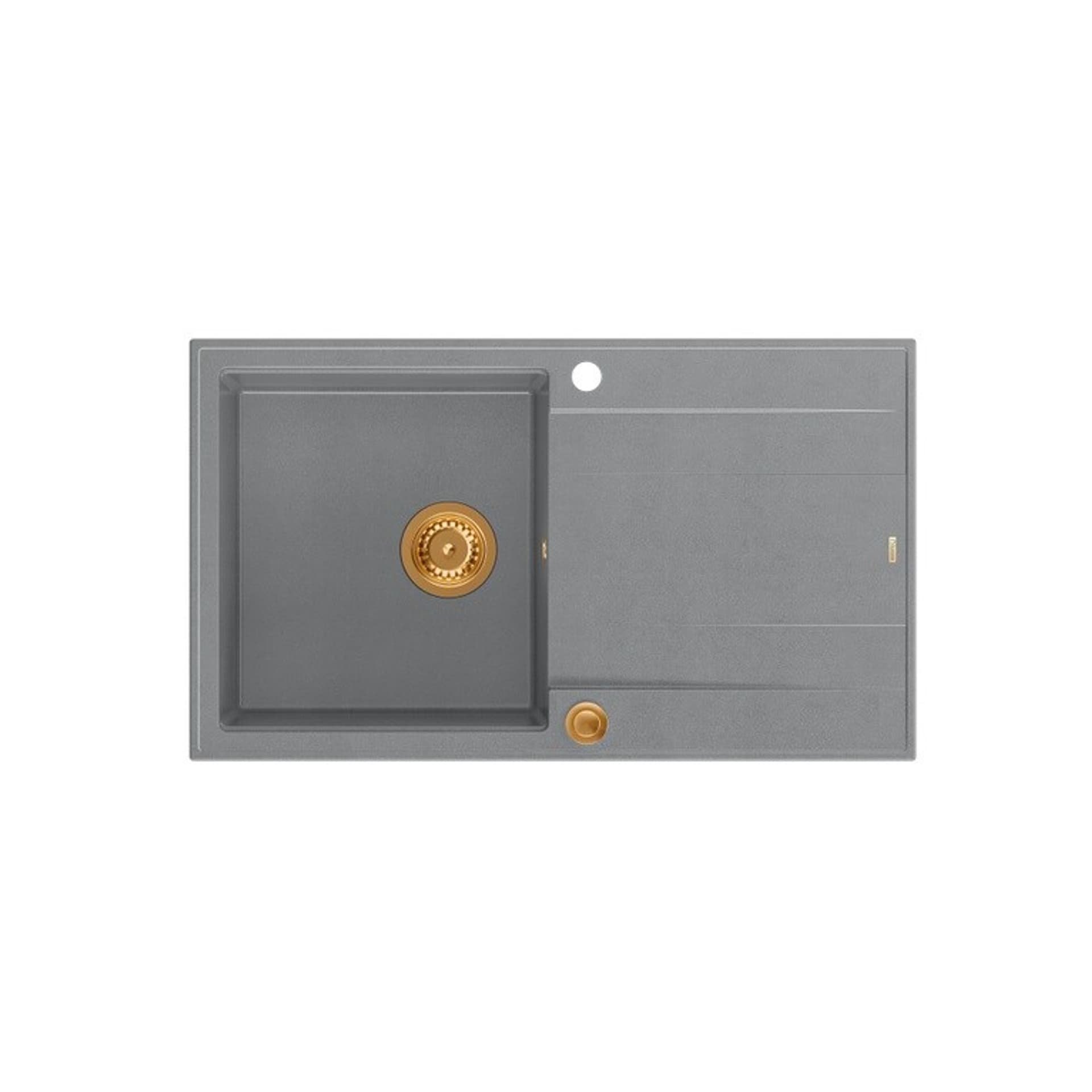 

Zlewozmywak granitowy QUADRON EVAN 111 szary wpuszczany + syfon Push-2-Open w kolorze PVD