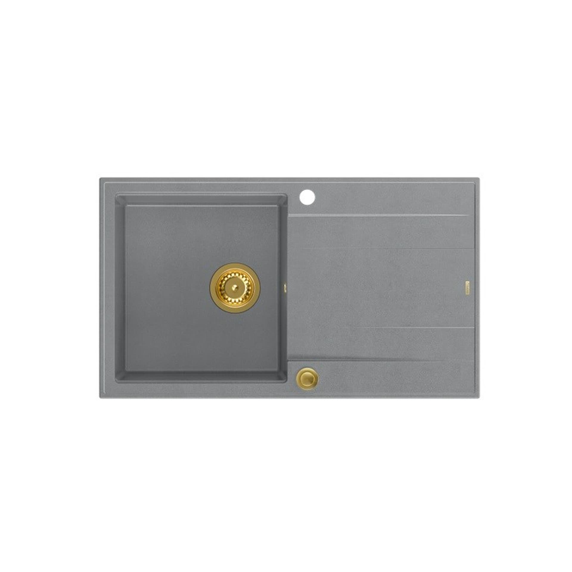 

Zlewozmywak granitowy QUADRON EVAN 111 szary wpuszczany + syfon Push-2-Open w kolorze PVD
