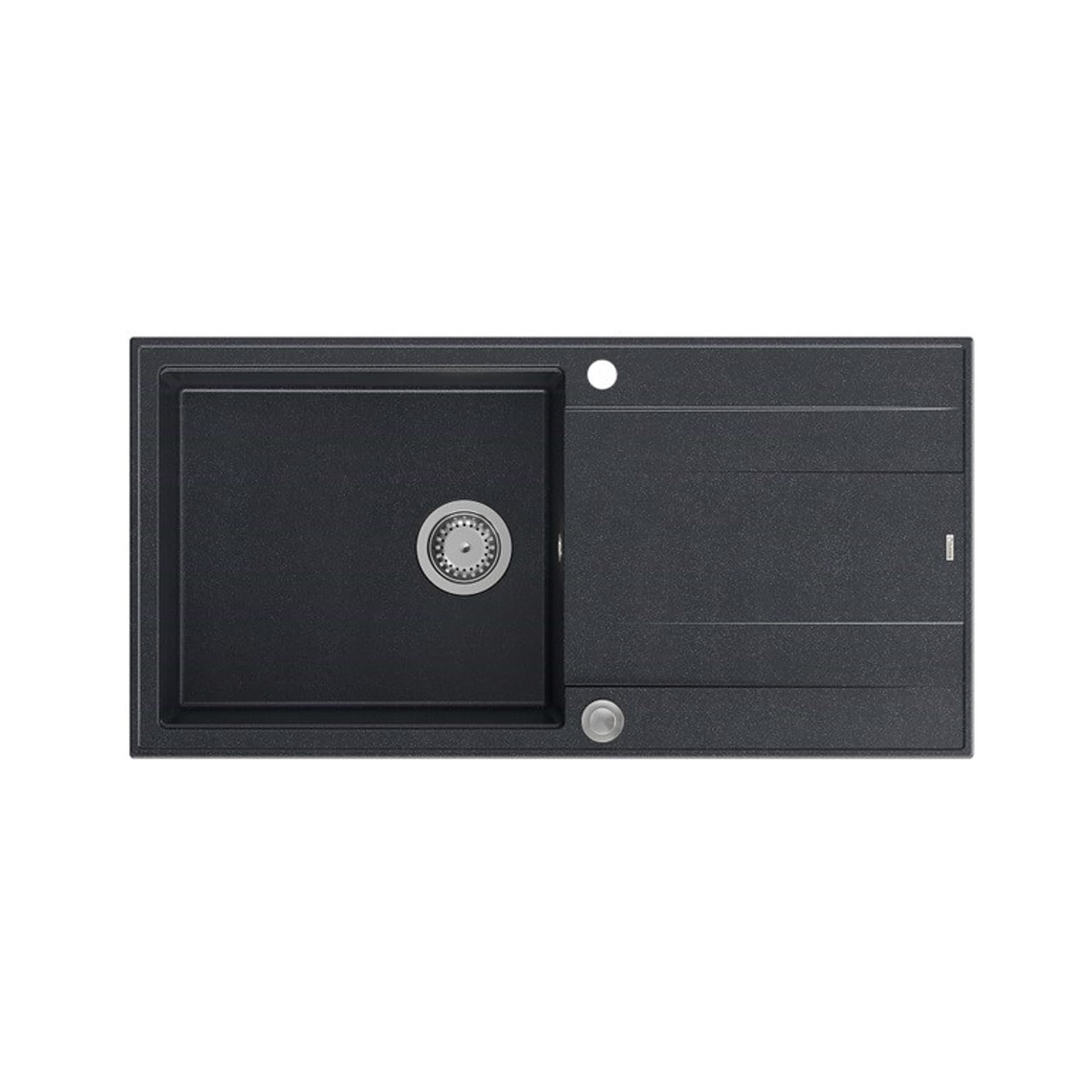 

Zlewozmywak granitowy QUADRON EVAN 146 XL czarny wpuszczany + syfon Push-2-Open