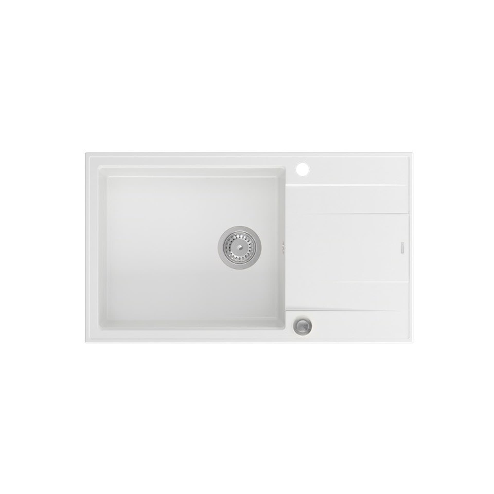 

Zlewozmywak granitowy QUADRON EVAN 136 XL biały wpuszczany + syfon Push-2-Open