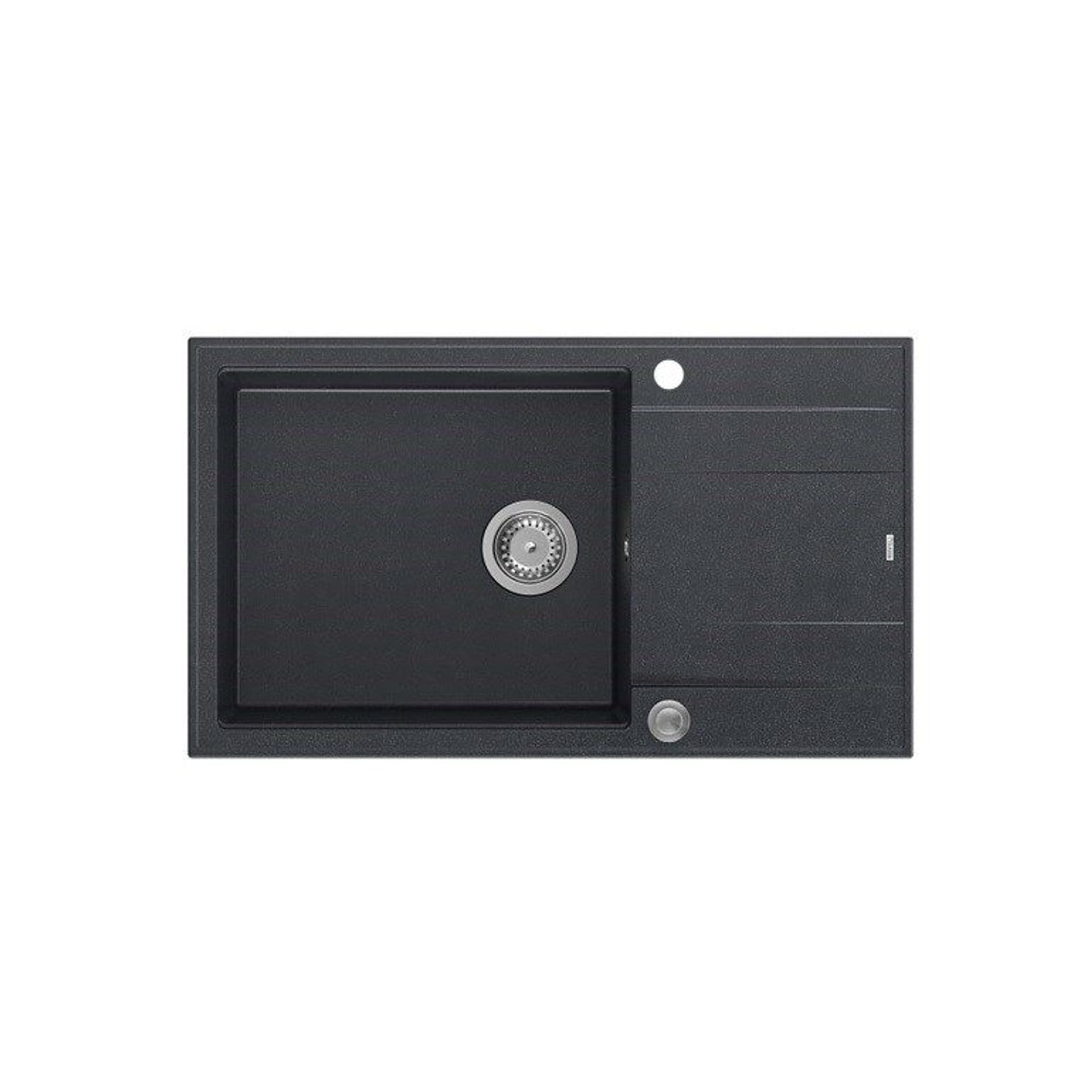 

Zlewozmywak granitowy QUADRON EVAN 136 XL czarny wpuszczany + syfon Push-2-Open