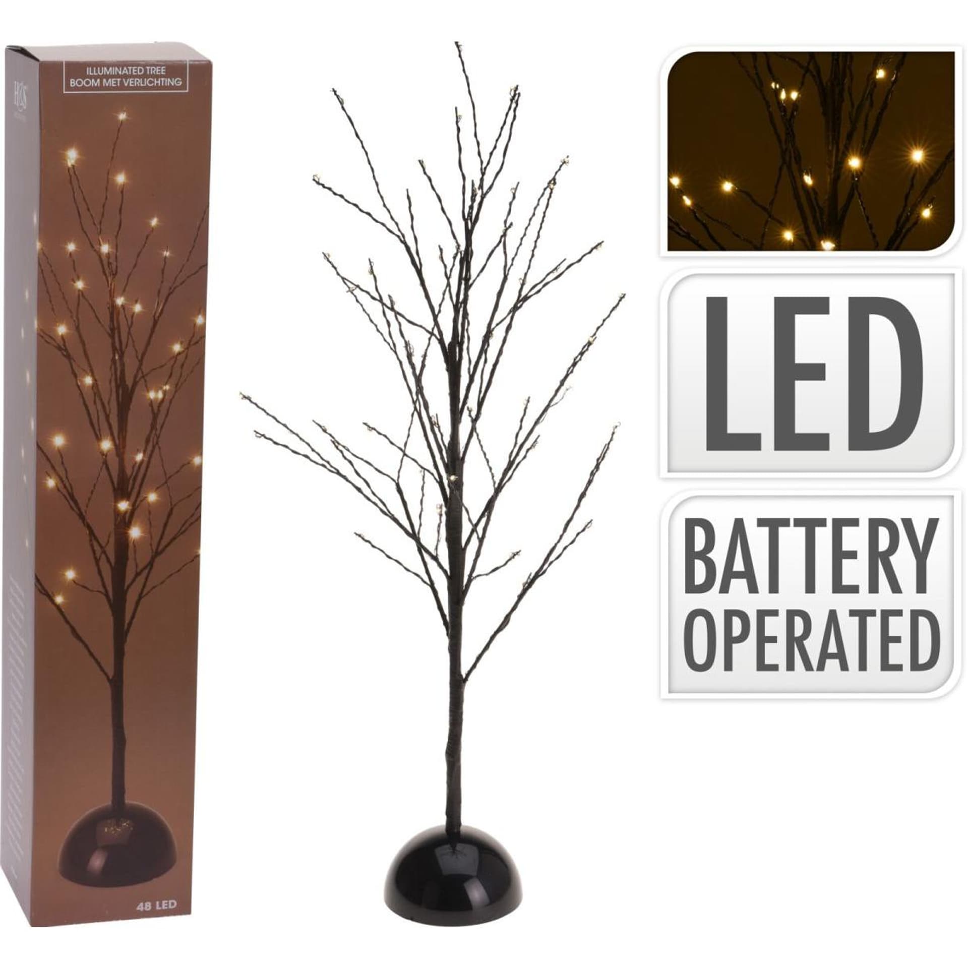

Drzewko świąteczne czarne 48 led 60 cm