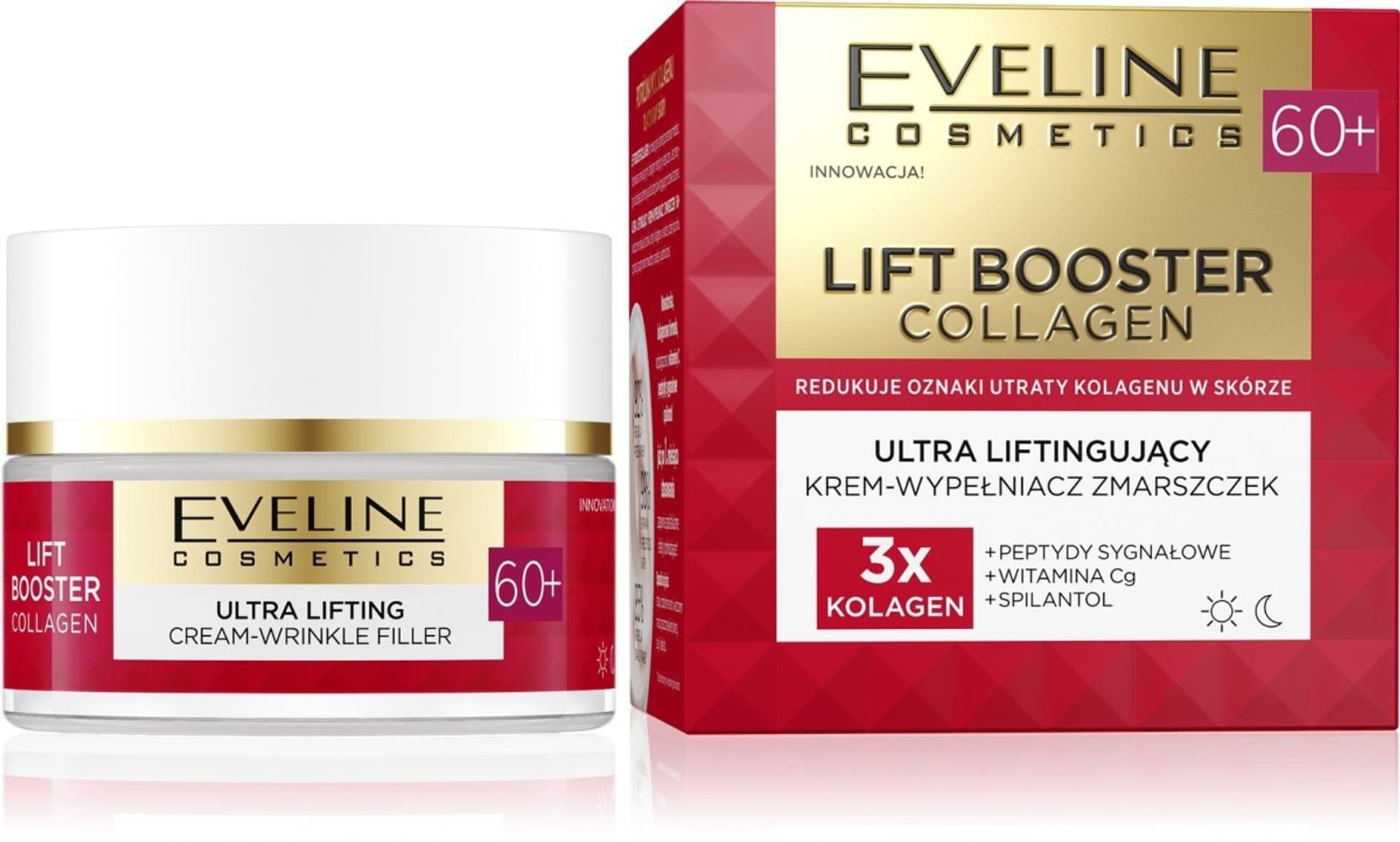 

EVELINE Lift Booster Collagen 60+ Ultra Liftingujący Krem-Wypełniacz zmarszczek na dzień i noc 50ml