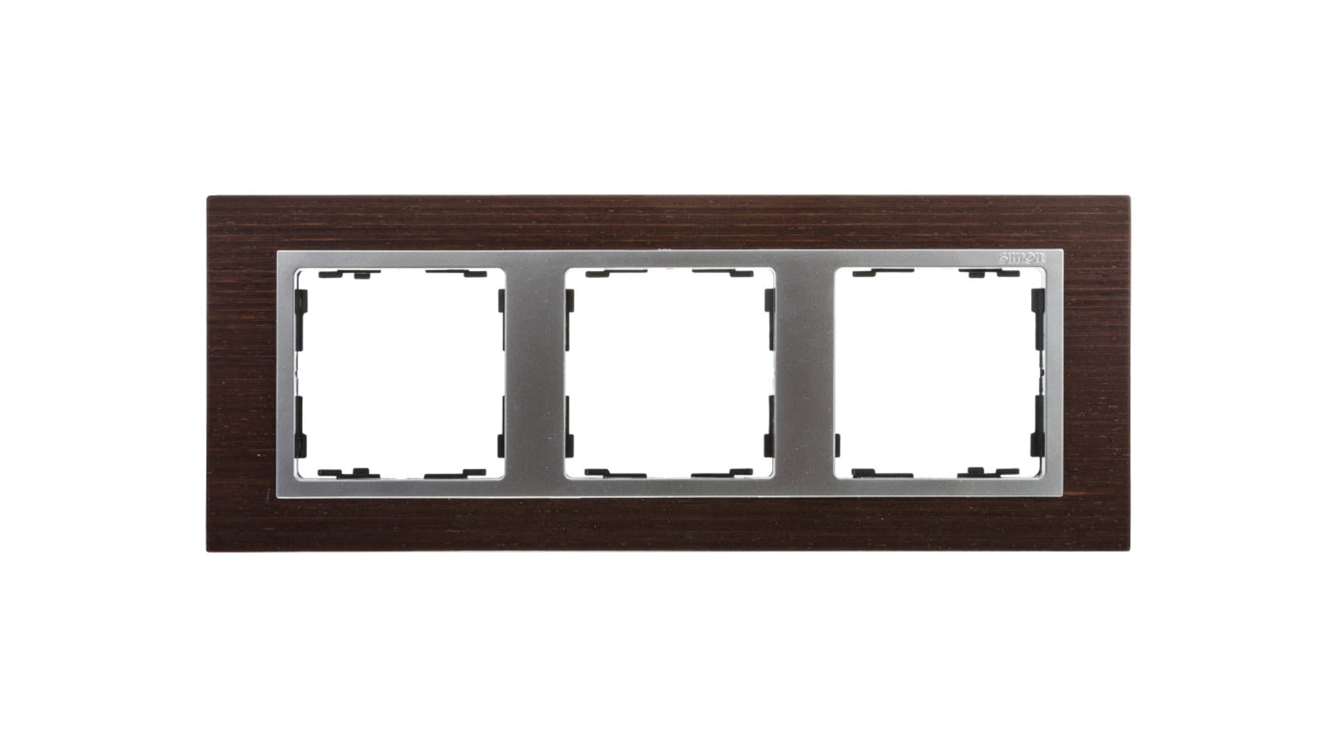 

Simon 82 Ramka potrójna pozioma drewniana wenge/ ramka pośrednia aluminium mat 82937-65