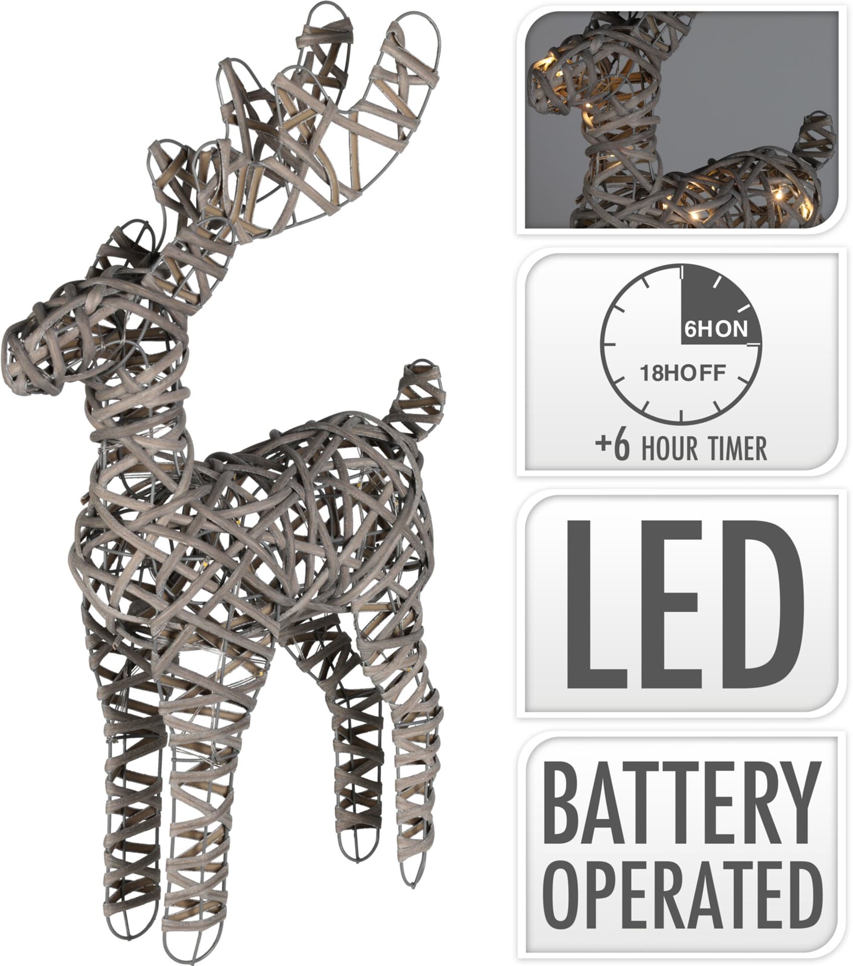 

RENIFER LED 50CM 20L RATTAN SZARY