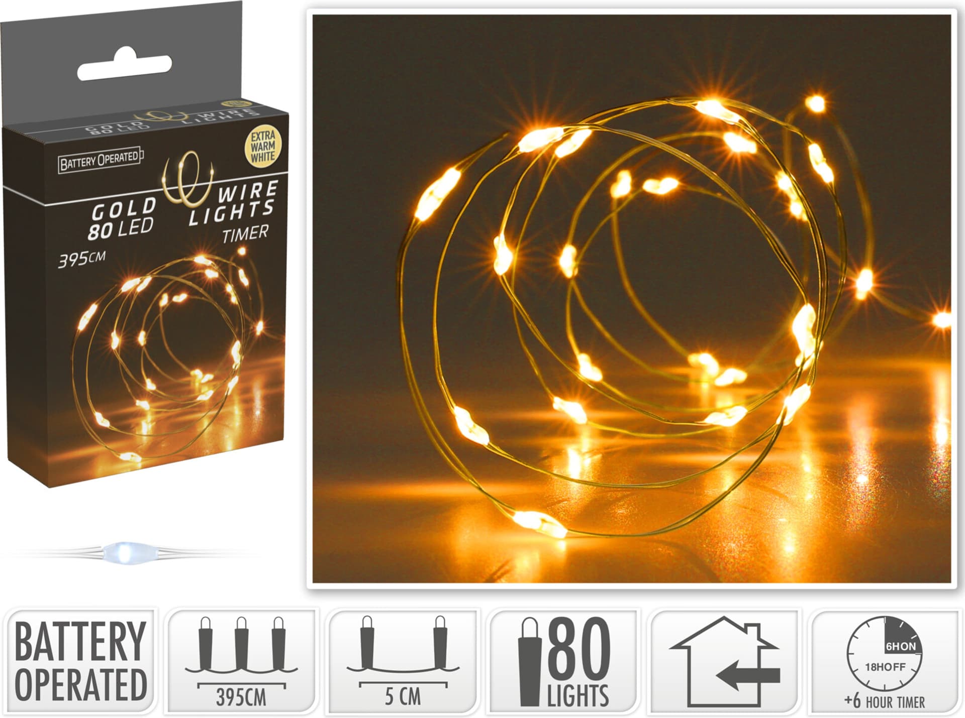 

ŁAŃCUCH LED 80L BARDZO CIEPŁY BIAŁY 395cm 3x AA 1,5V