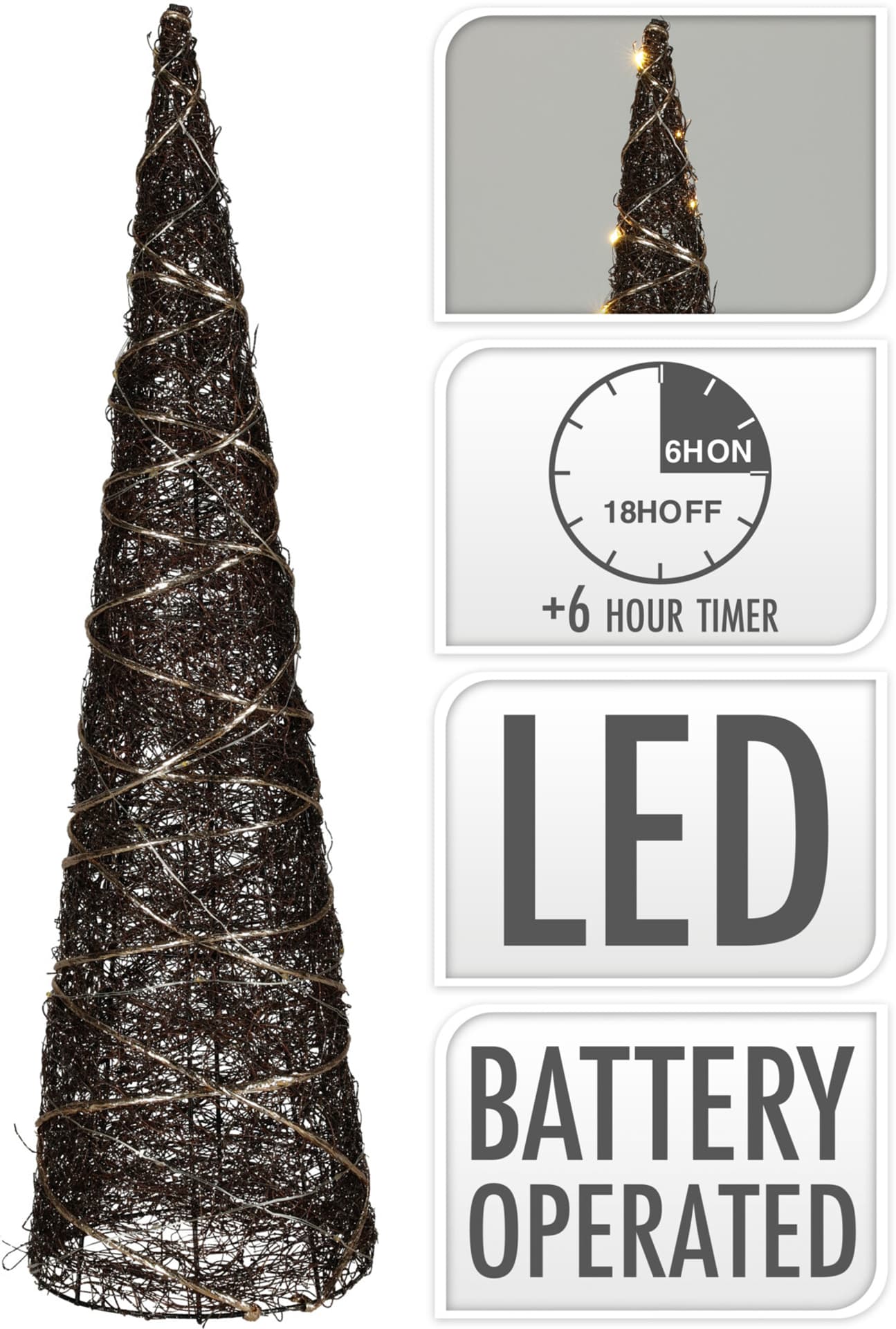 

STOŻEK LED 40CM 20L BRĄZOWY