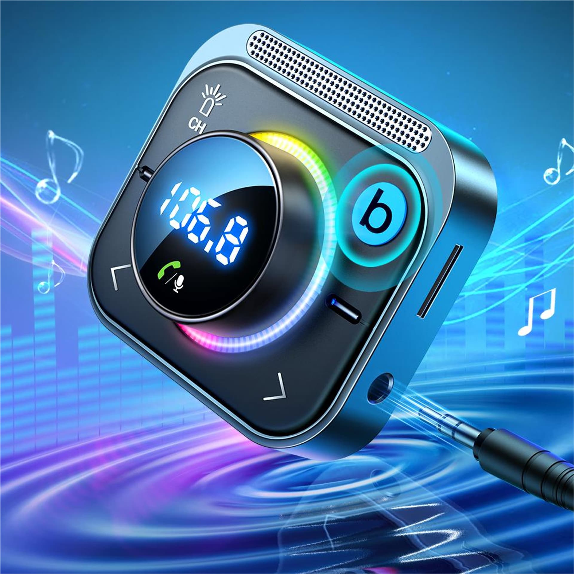 

Joyroom transmiter FM / szybka ładowarka samochodowa 30W (2xUSB-A / USB-C PD) czarny (JR-CL18)
