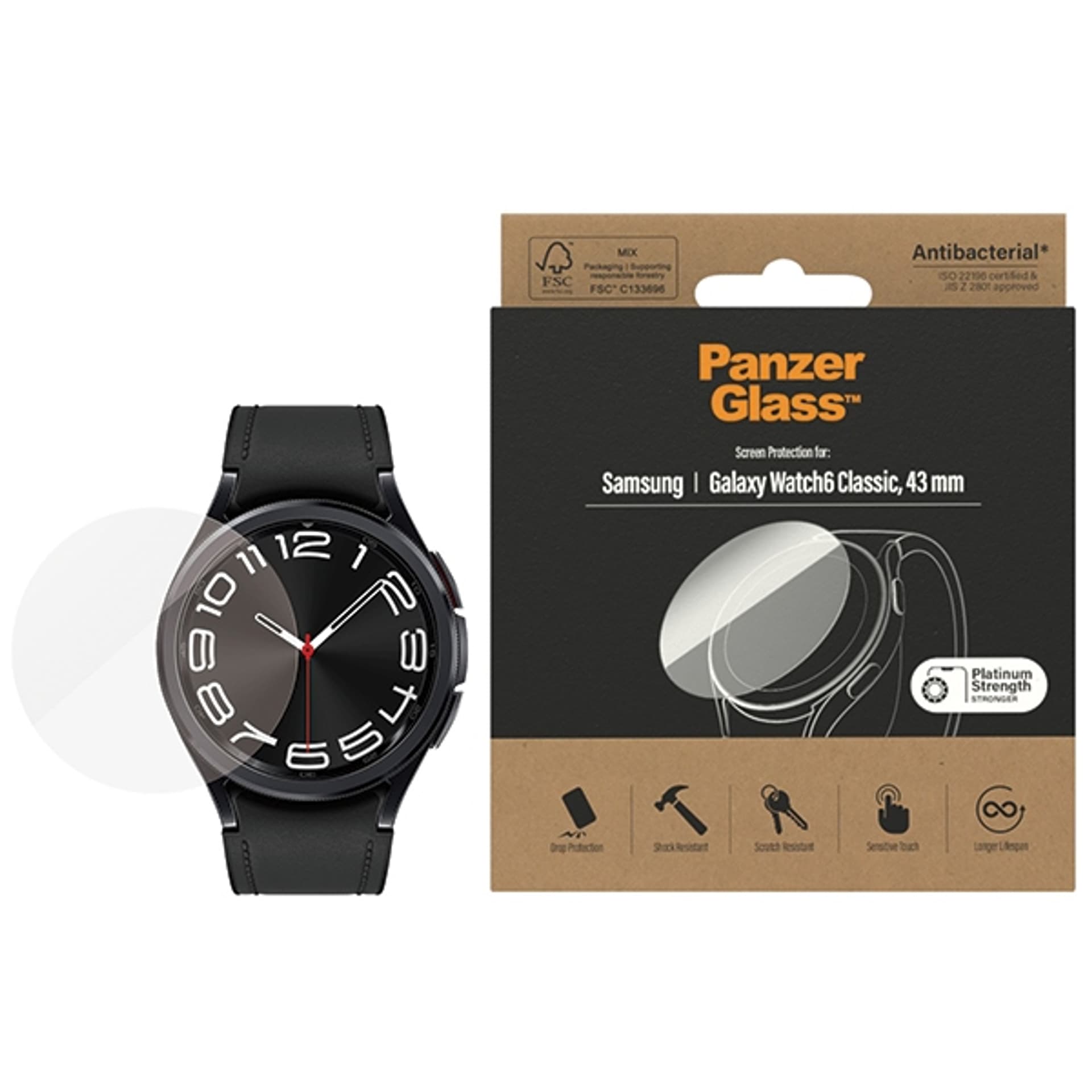

PanzerGlass Galaxy Watch6 Classic 43mm Screen Protection Antibacterial 3685