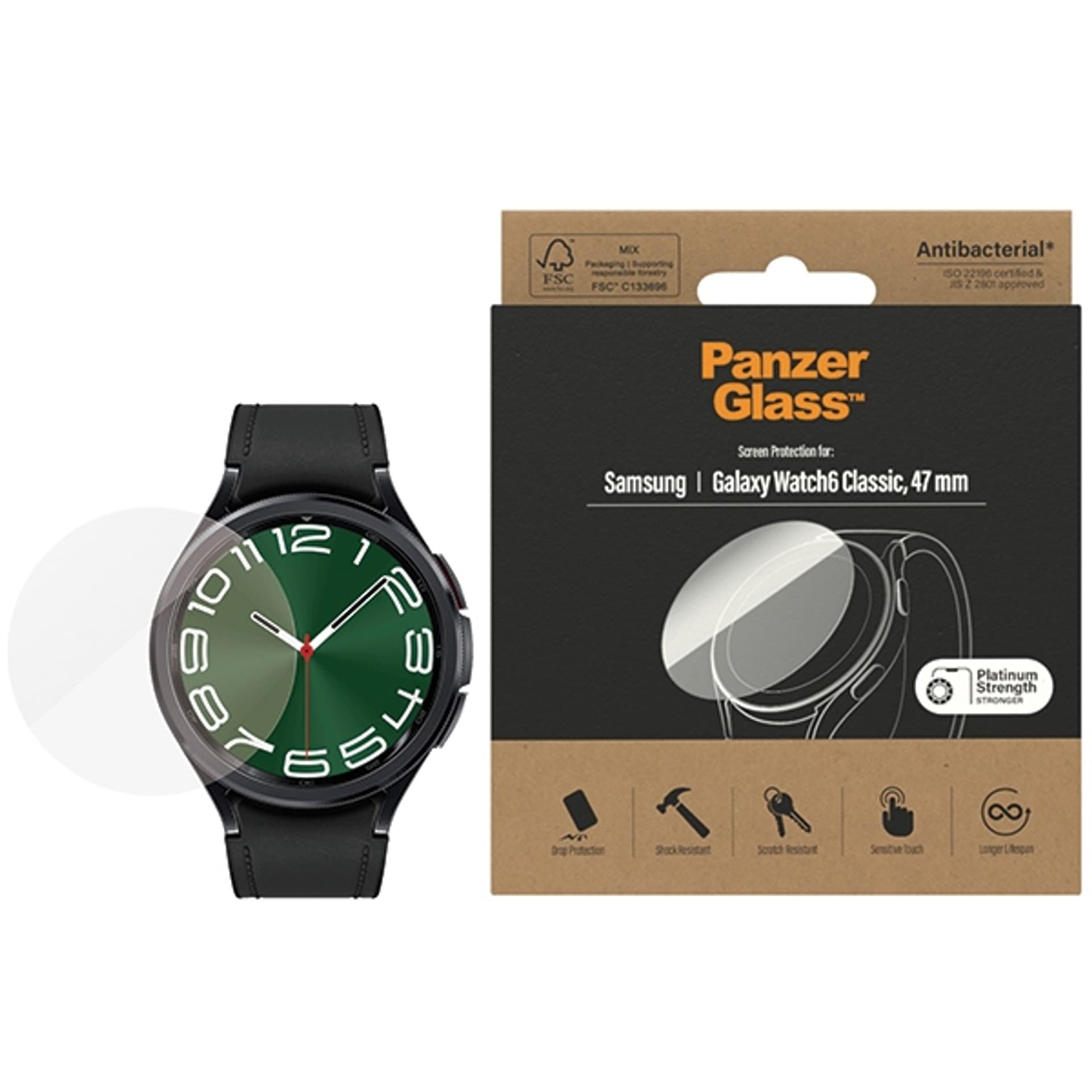 

PanzerGlass Galaxy Watch6 Classic 47mm Screen Protection Antibacterial 3684