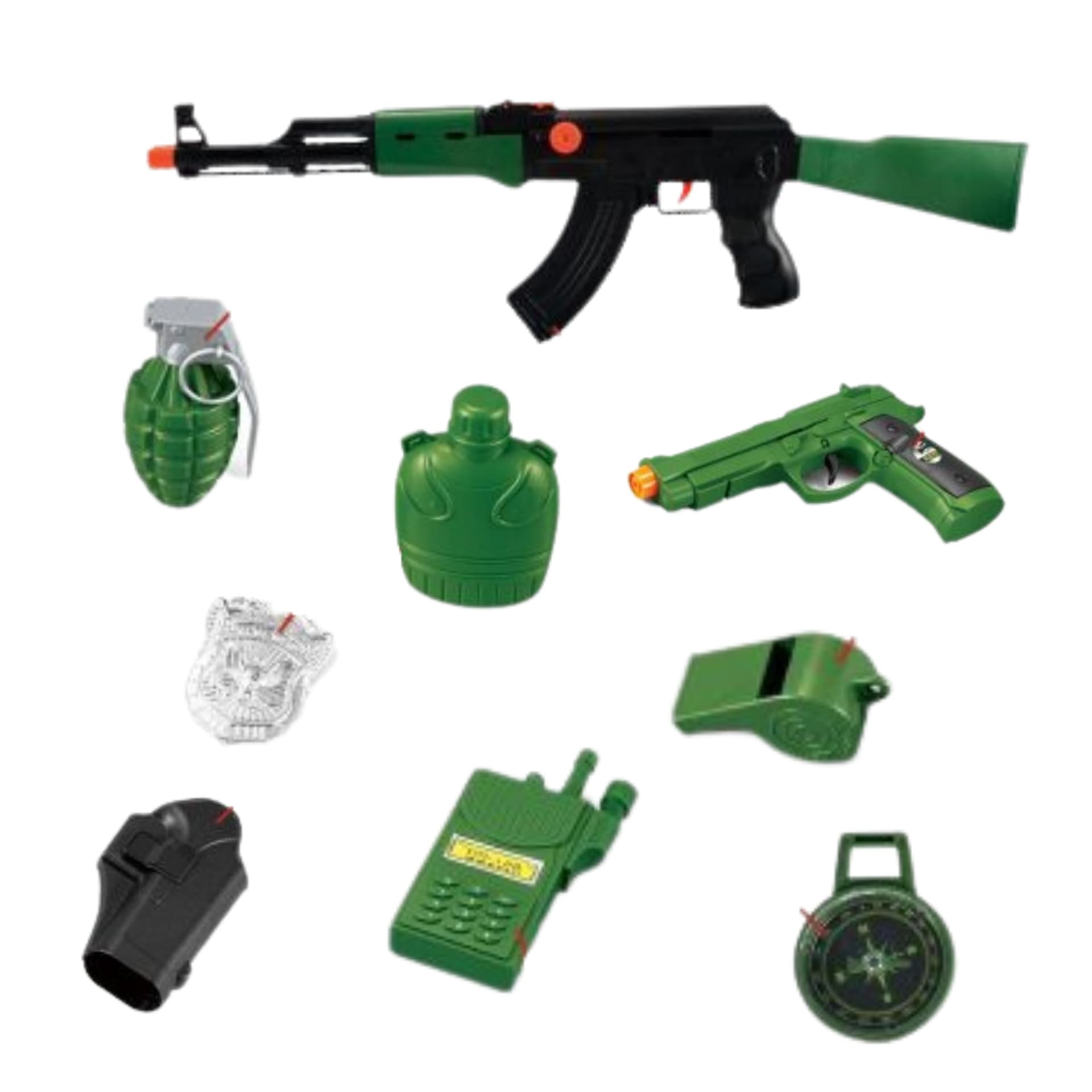 

DUŻY ZESTAW WOJSKOWY KARABIN PISTOLET ODZNAKA GRANAT KOMPAS BIDON KABURA