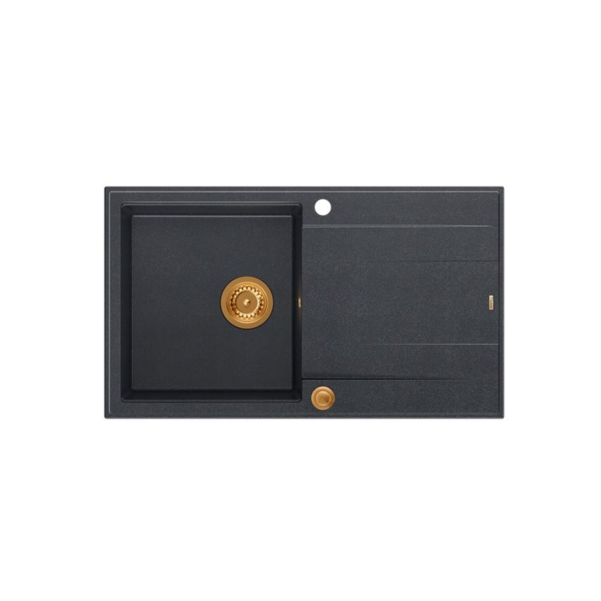 

Zlewozmywak granitowy QUADRON EVAN 111 czarny wpuszczany + syfon Push-2-Open w kolorze PVD